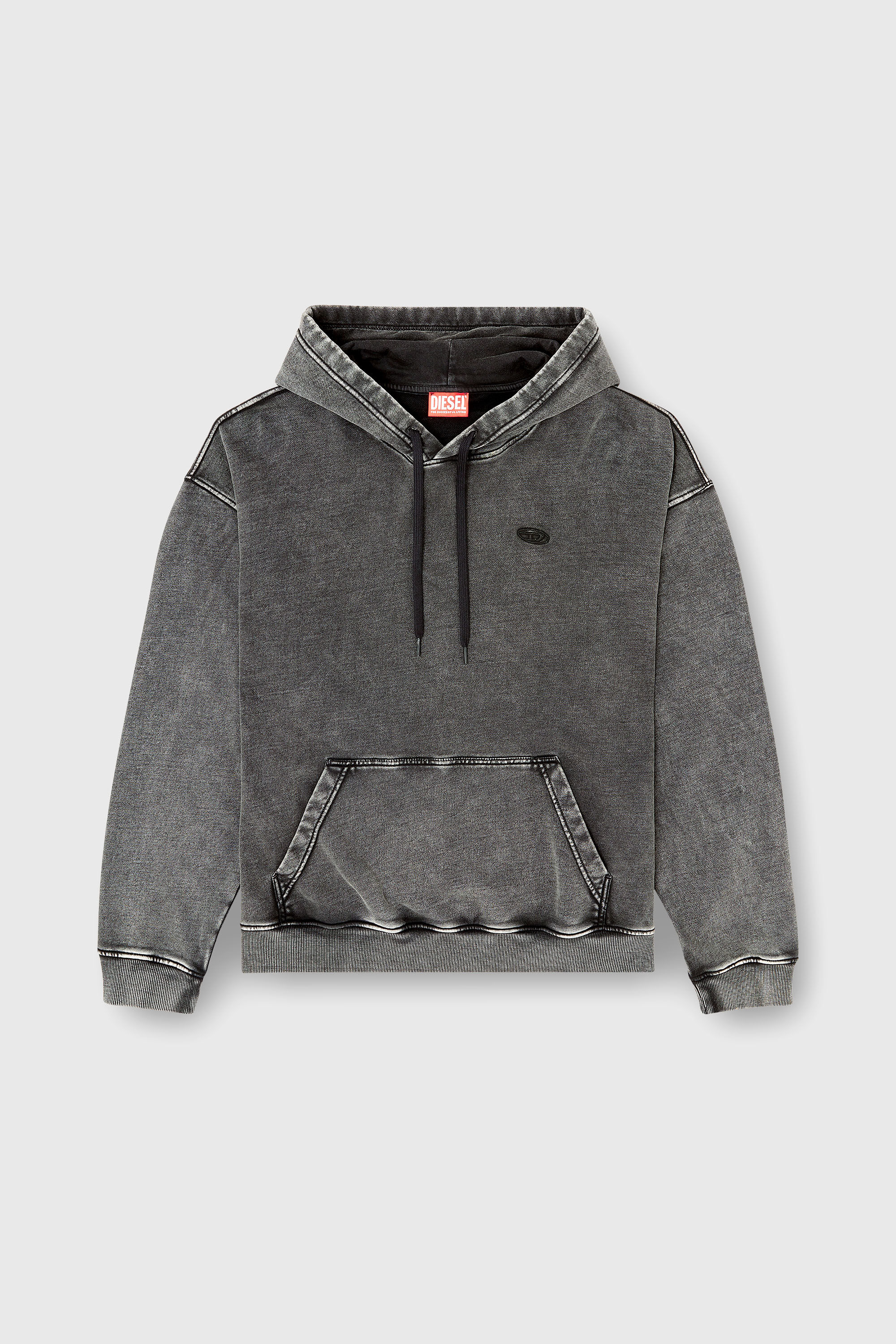 Diesel - S-BOXT-HOOD-DEN, Sudadera con parche trasero de corte bruto Hombre in Gris - 2