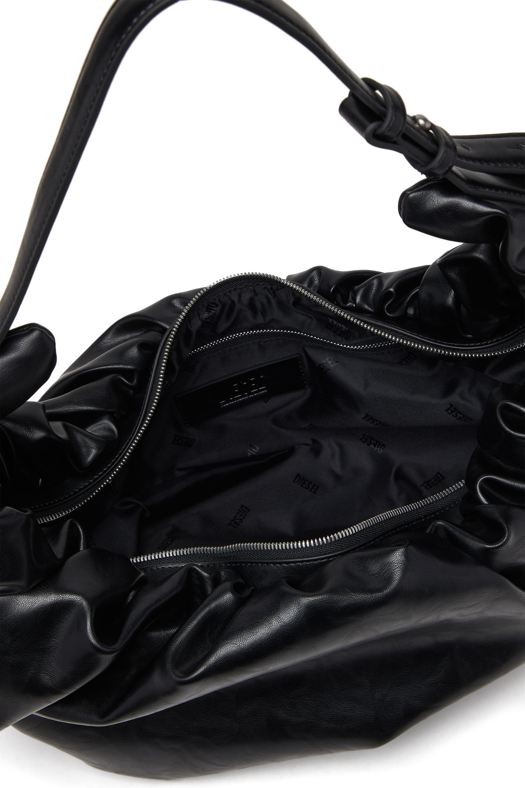 Diesel - GRAB-D HOBO L, Bolso hobo grande fruncido en PU brillante Mujer in Negro - 5