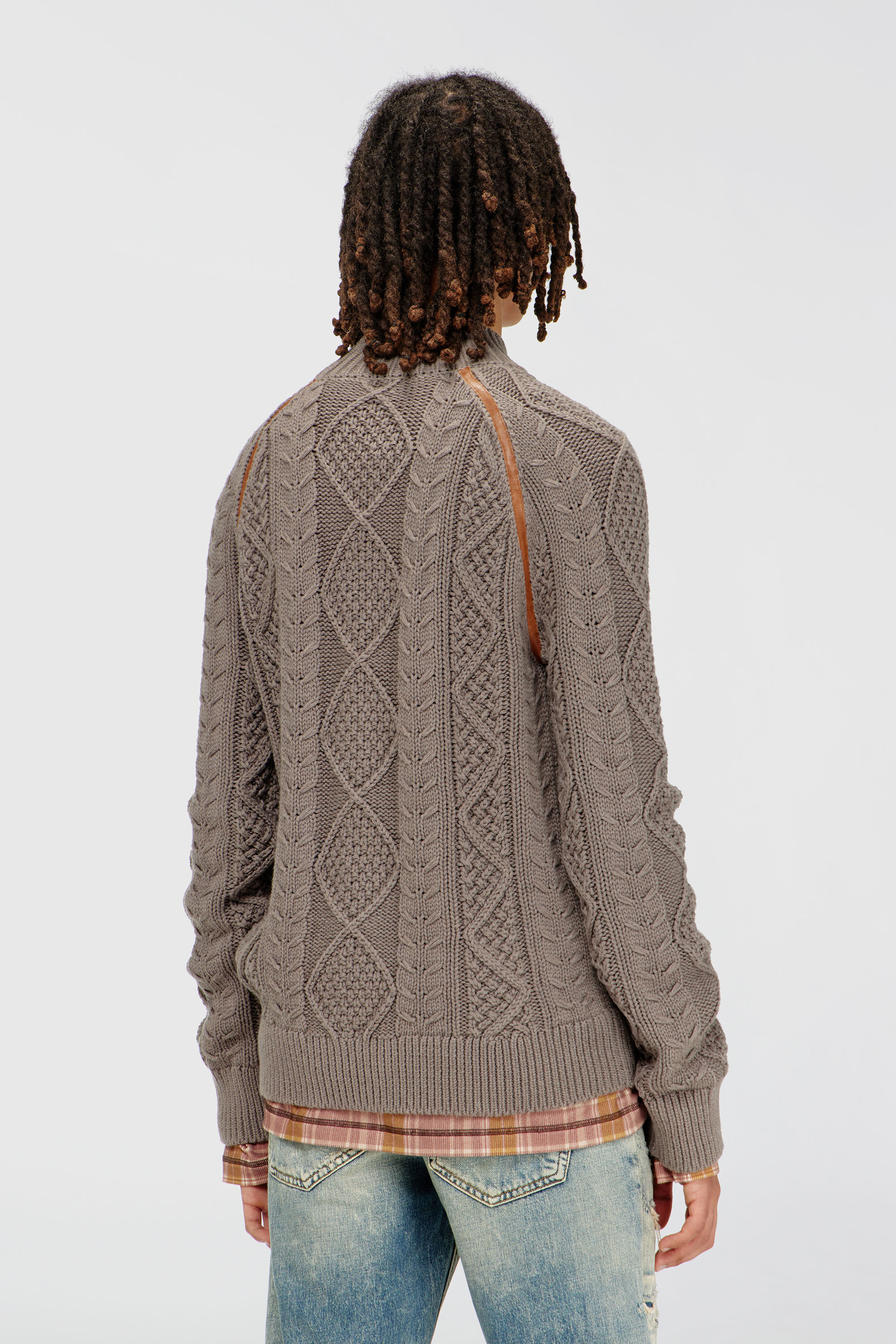 Diesel - K-INOME, Jersey de cuello alto de punto trenzado Hombre in Gris - 4