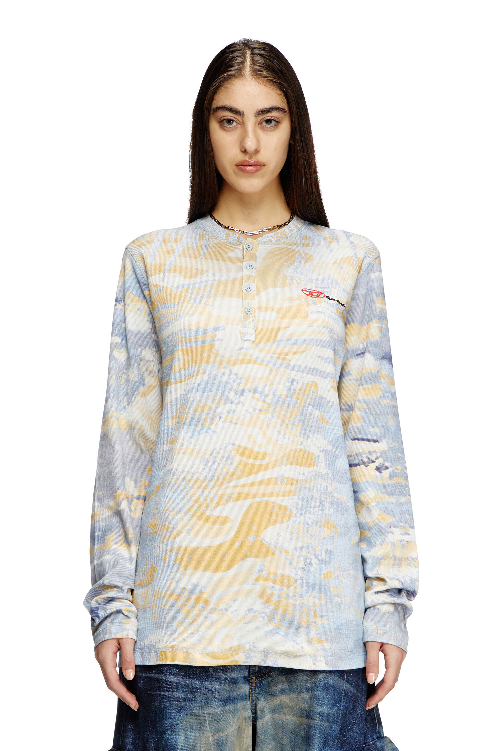 Diesel - T-JUSER-DD, Top abotonado con estampado de camuflaje Unisex in Multicolor - 6