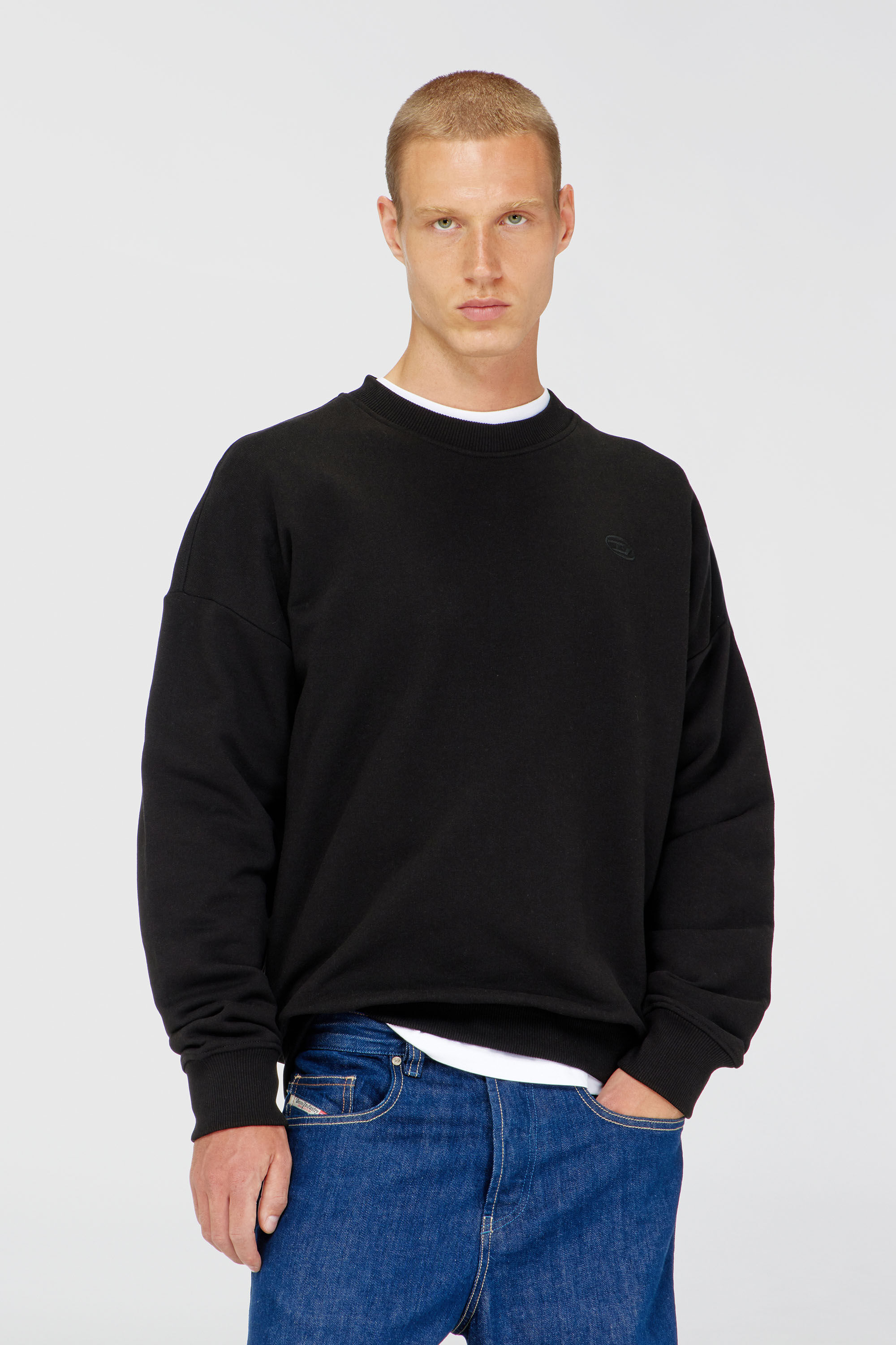 Diesel - S-ROB-MEGOVAL-D, Sudadera con logotipo bordado Hombre in Negro - 3