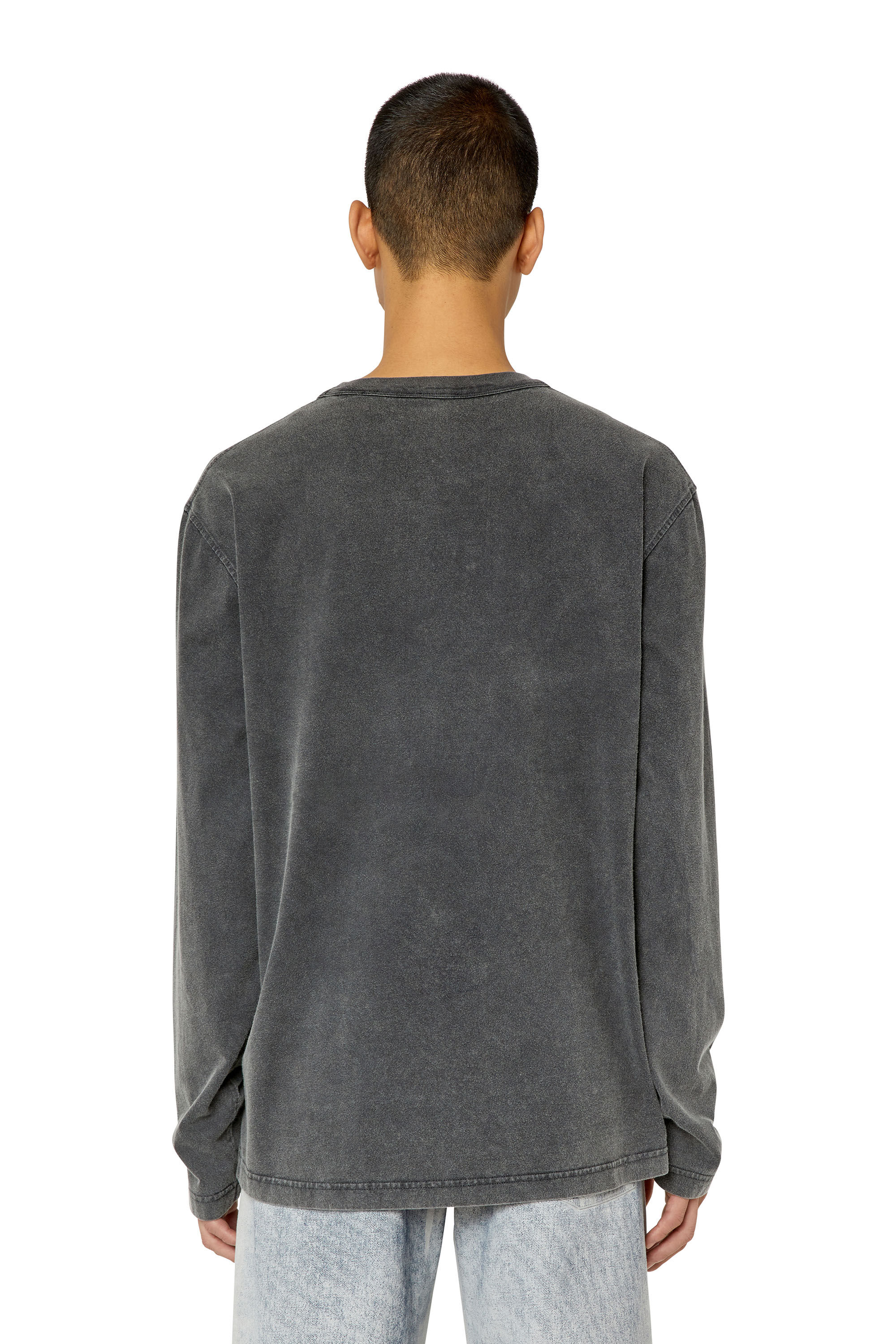Diesel - T-CRANE-LS-SLITS, Camiseta con triple bordado de logotipo Hombre in Negro - 4