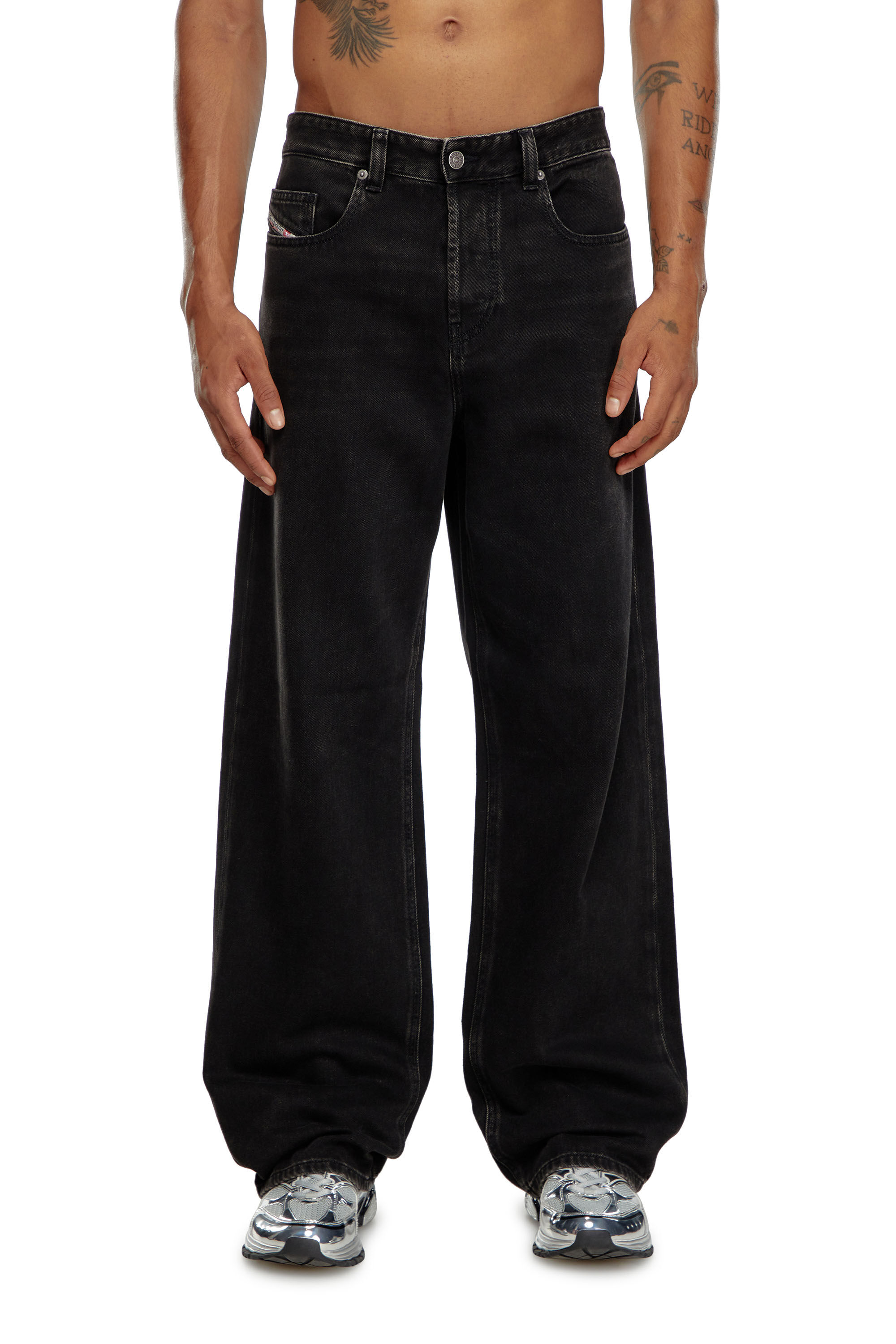 Diesel - Relaxed Jeans 2001 D-Macro 09I35 Hombre, Negro/Gris oscuro - 3