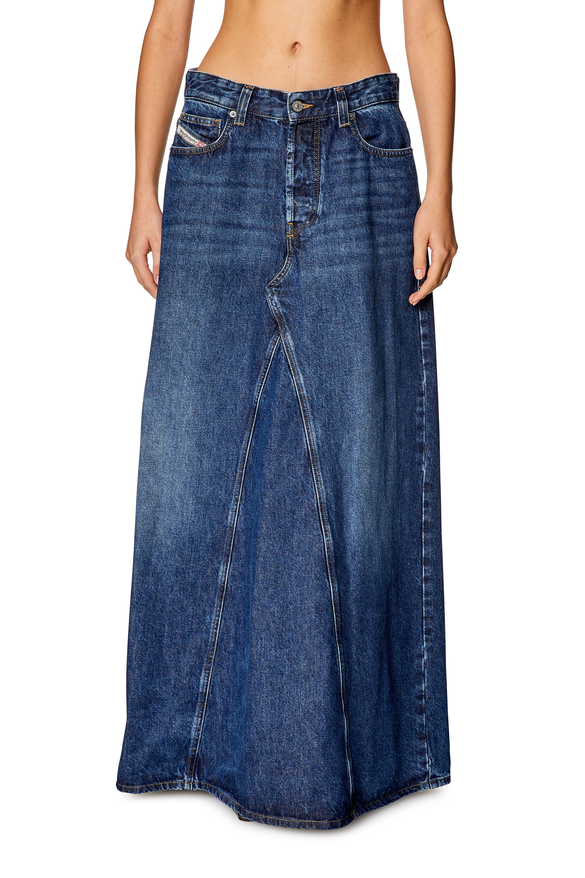 Diesel - DE-PAGO, Falda larga de denim Mujer in Azul marino - 2