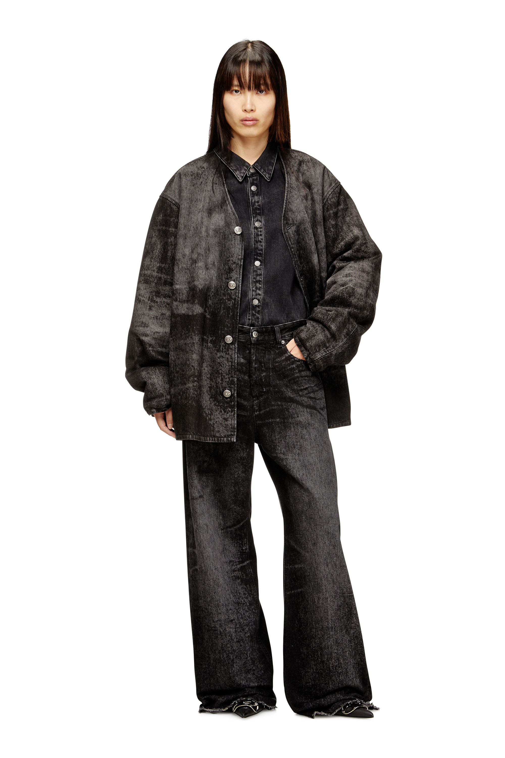 Diesel - Relaxed Jeans 1996 D-Sire 007DB Mujer, Negro/Gris oscuro - 1