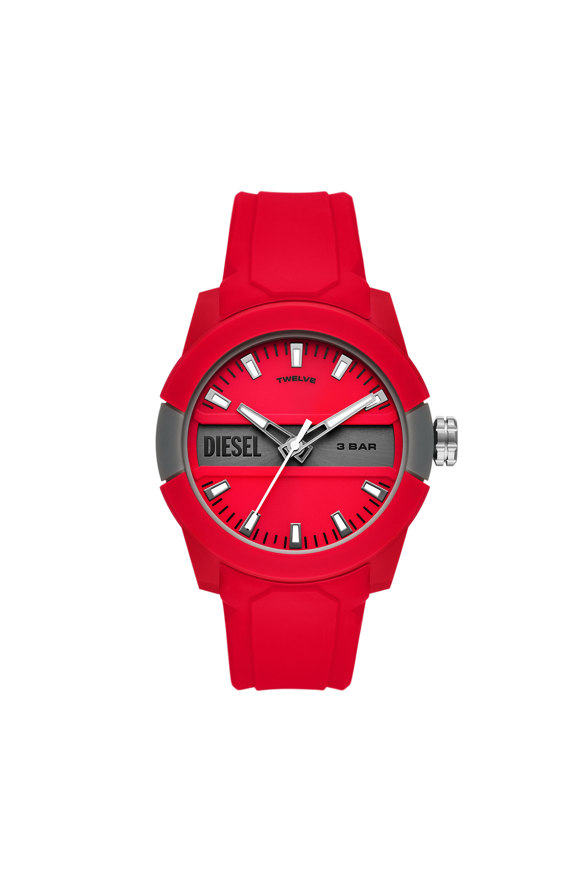 Reloj diesel sales 3 bar rojo