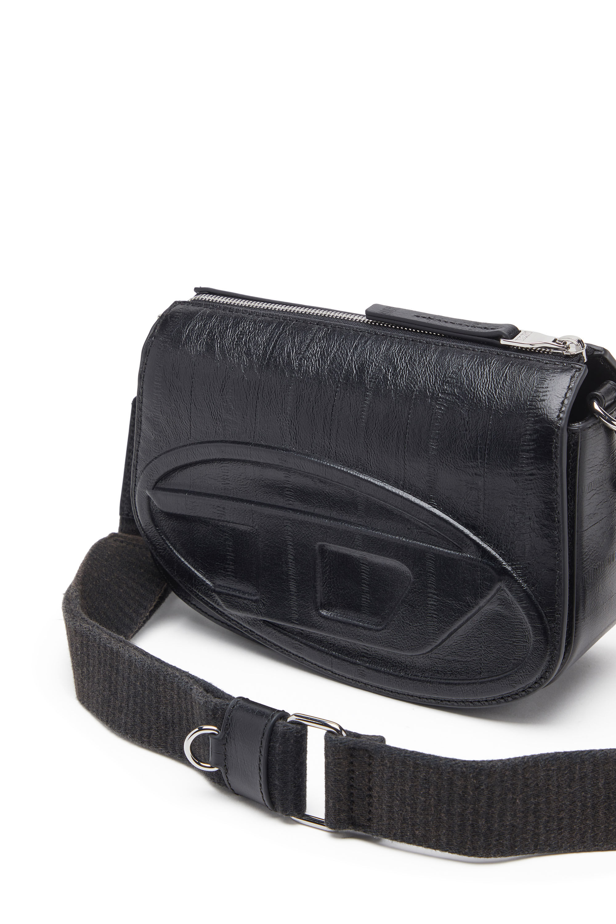 Diesel - 1DR CAMERA BAG, 1DR-Bolso tipo cámara de cuero con efecto anguila Hombre in Negro - 5