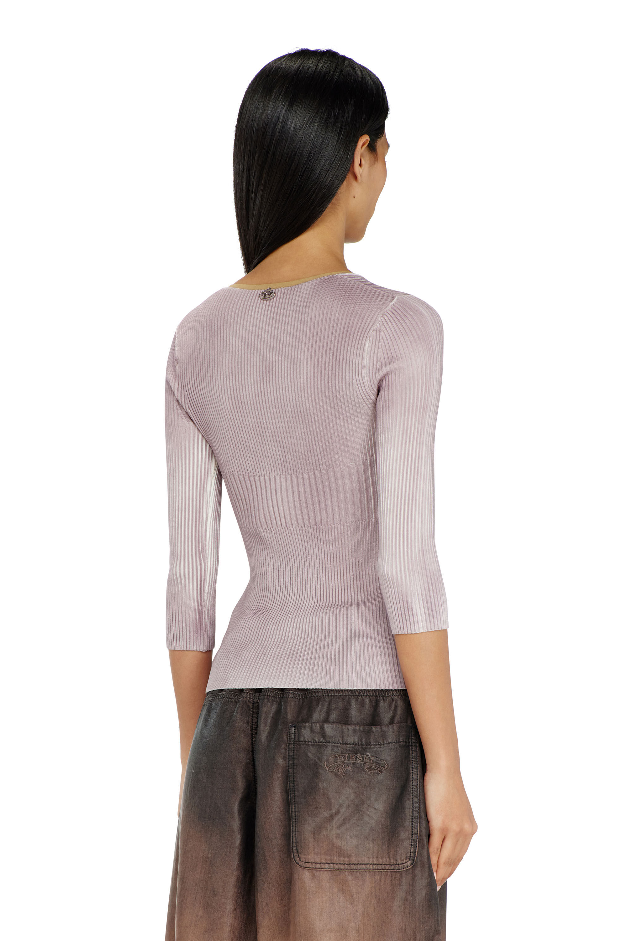 Diesel - M-SARMANI, Jersey de punto con cuello de pico y bandas en contraste Mujer in ToBeDefined - 4