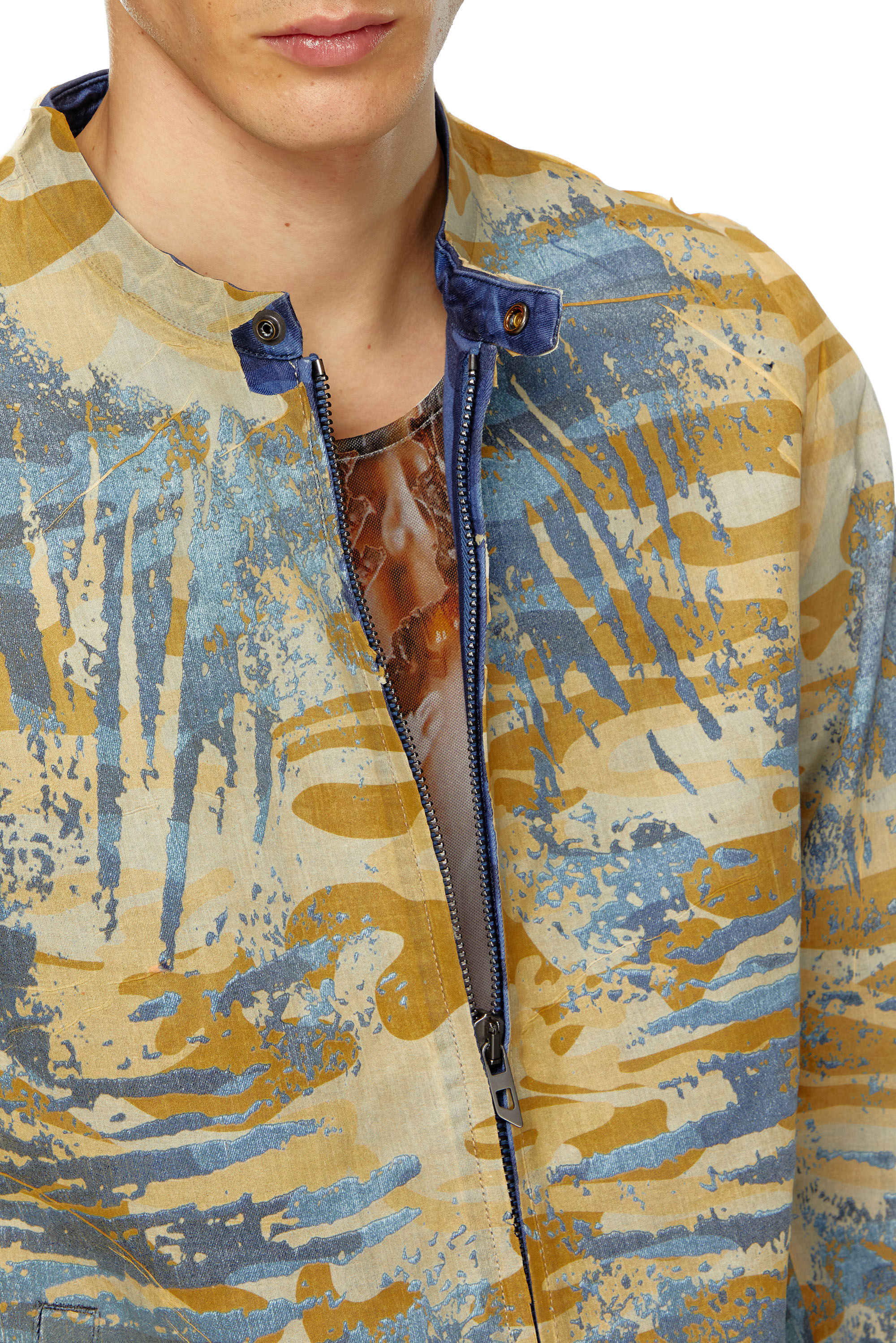 Diesel - J-MET-DEV, Chaqueta biker despegada en gabardina de camuflaje Hombre in Multicolor - 4