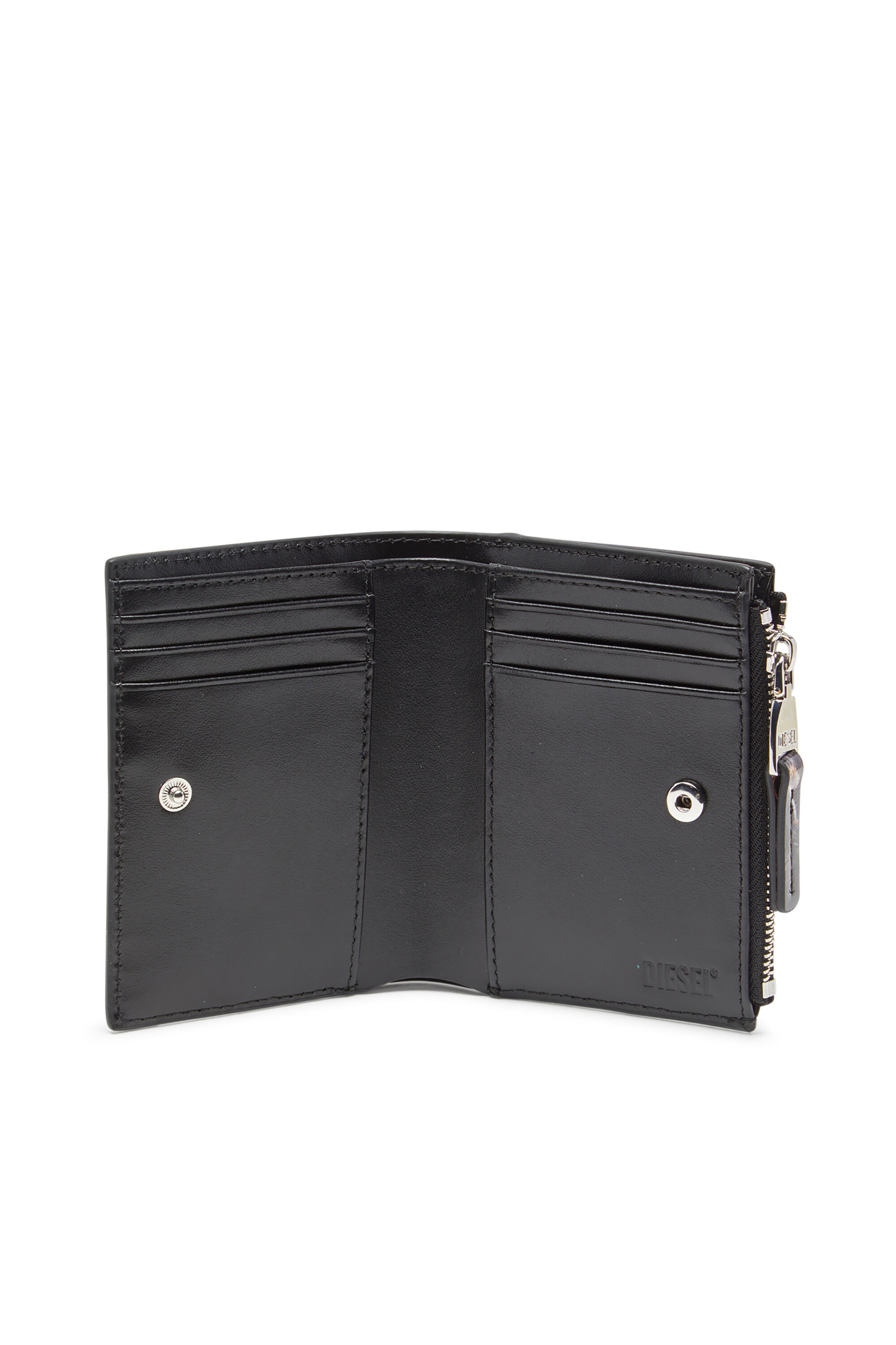 Diesel - PLAY BI-FOLD ZIP II, Cartera pequeña de poliuretano brillante estampado Mujer in Multicolor - 3