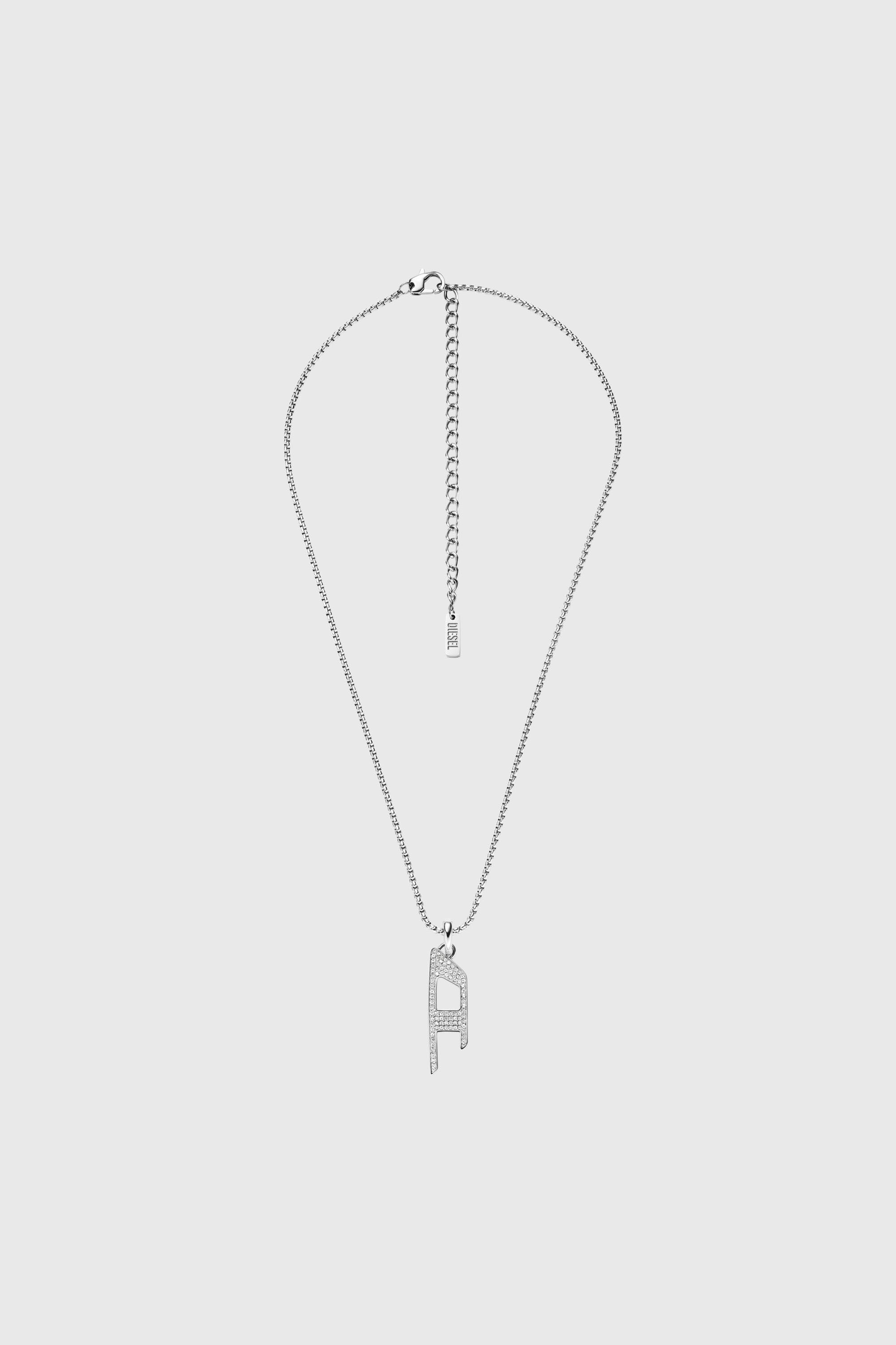Diesel - DX1624040 JEWELLERY, Collar con colgante brillante de acero inoxidable Unisex in Plateado - 1