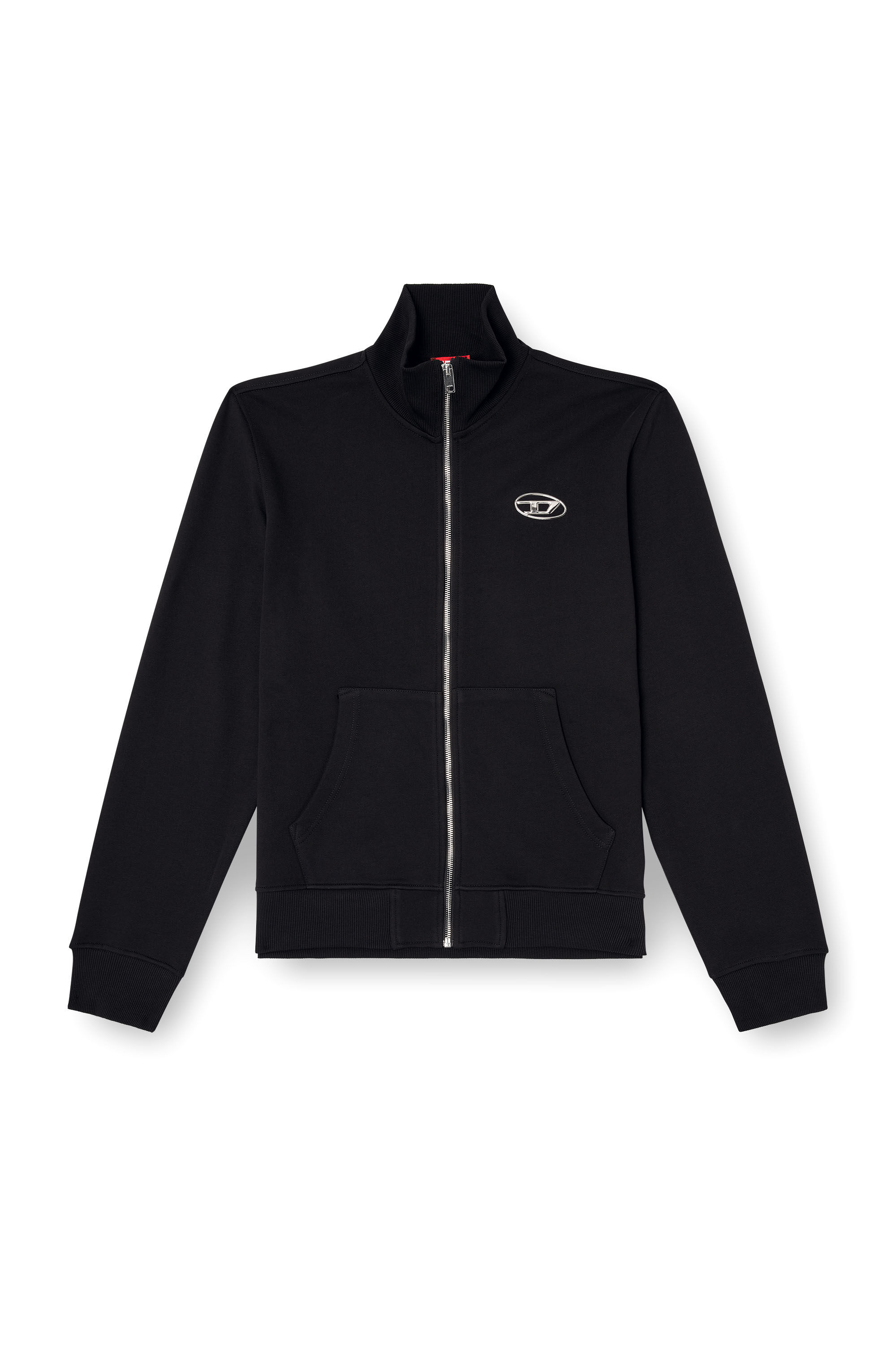 Diesel - S-GINNI-ZIP-OD, Sudadera con cremallera con logotipo metálico Hombre in Negro - 2