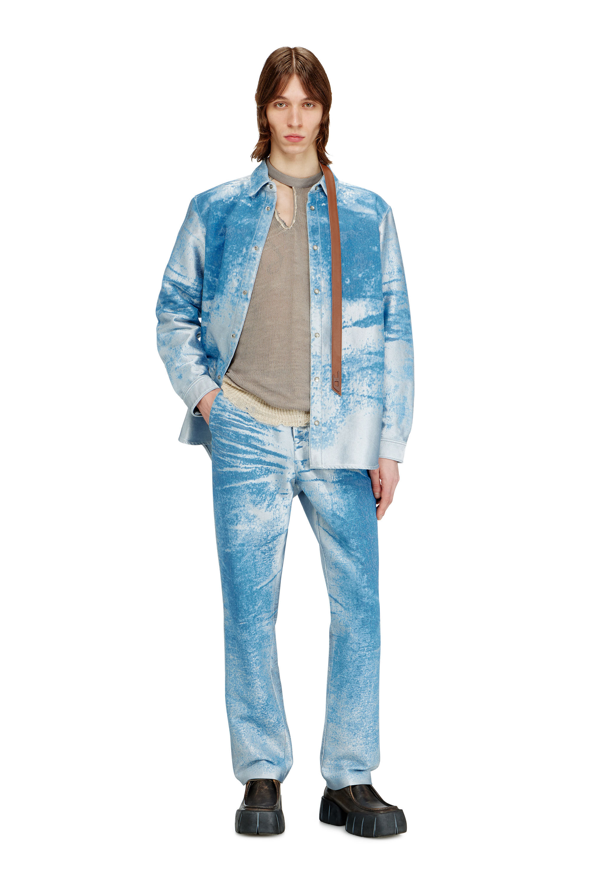Diesel - D-KELMAR-FSI, Camisa de denim satinado de color Hombre in Azul marino - 1