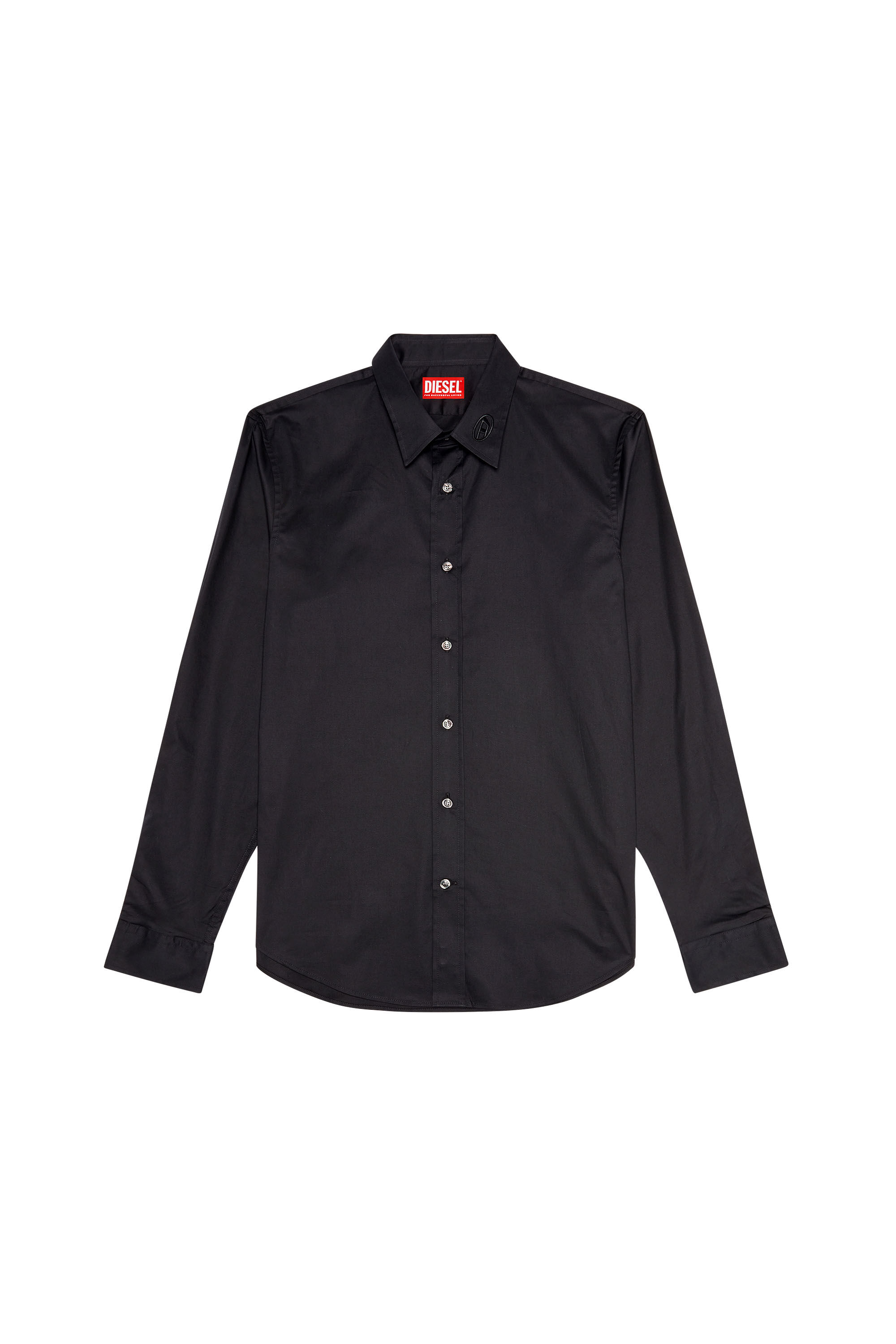 Diesel - S-BENNY-CL, Hombre Camisa de microtwill con bordado tonal in Negro - Image 2