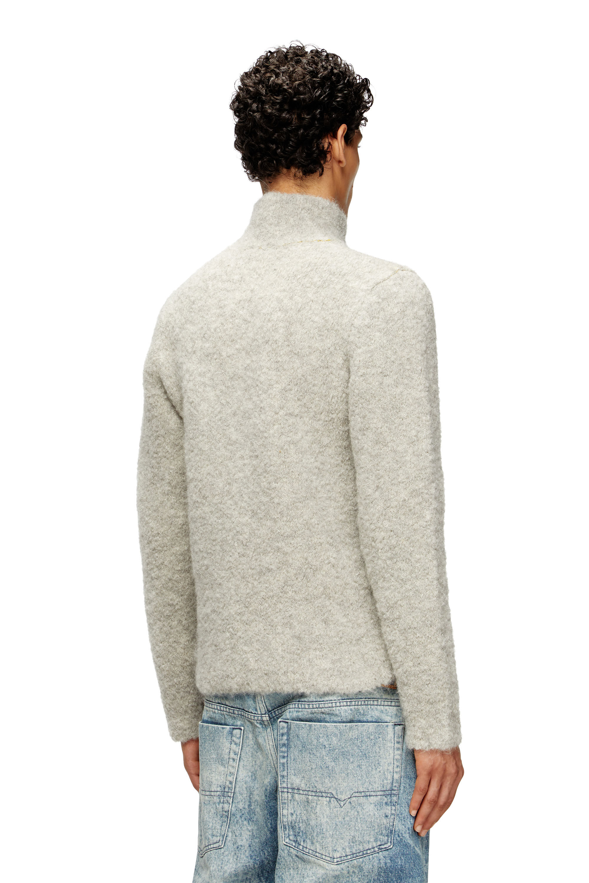 Diesel - K-ELLER, Jersey con media cremallera y interior en contraste Hombre in Gris - 4