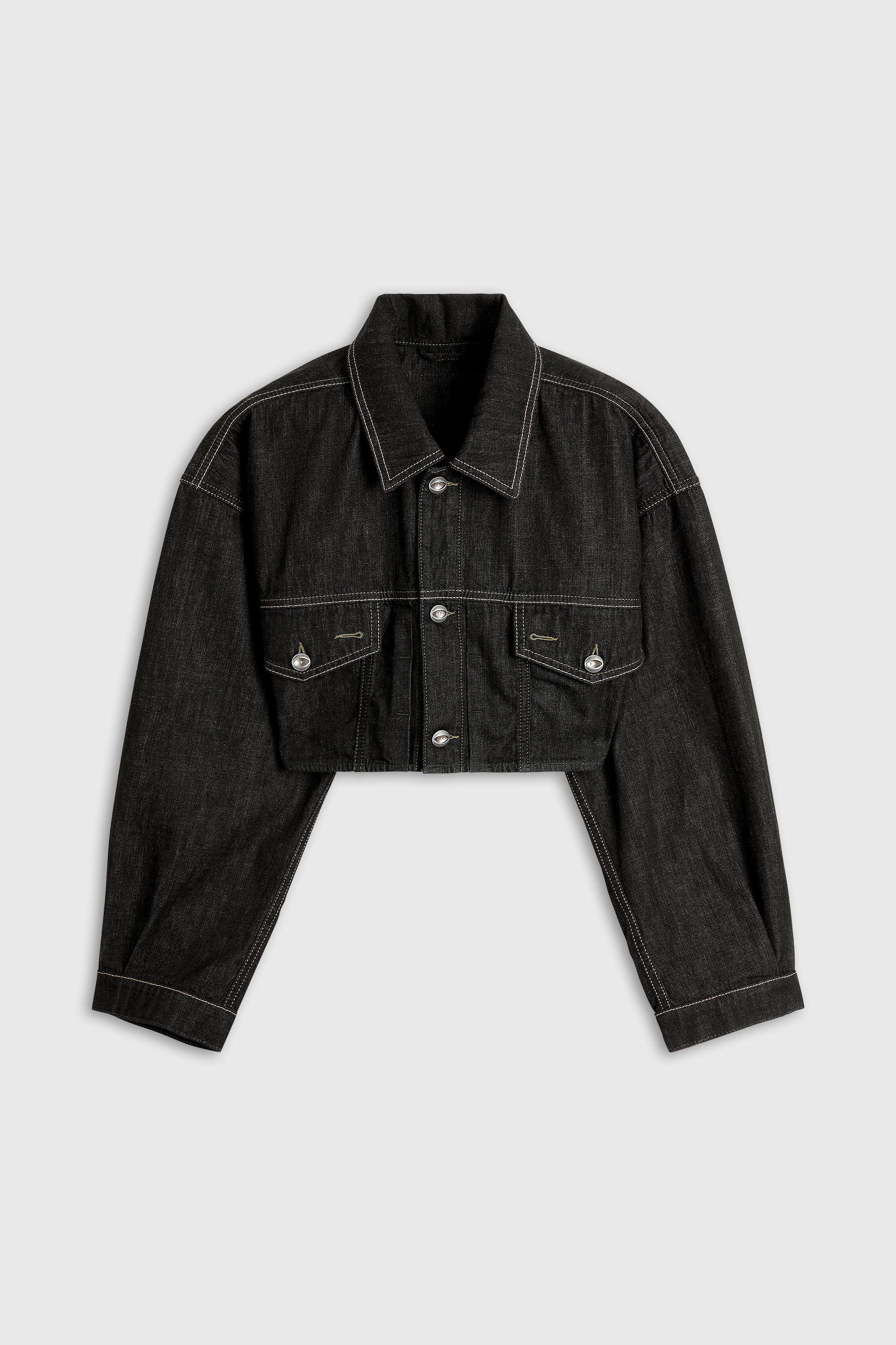 Diesel - DE-MALLEY, Chaqueta trucker cropped oversized en rinse denim Mujer in Negro - 2