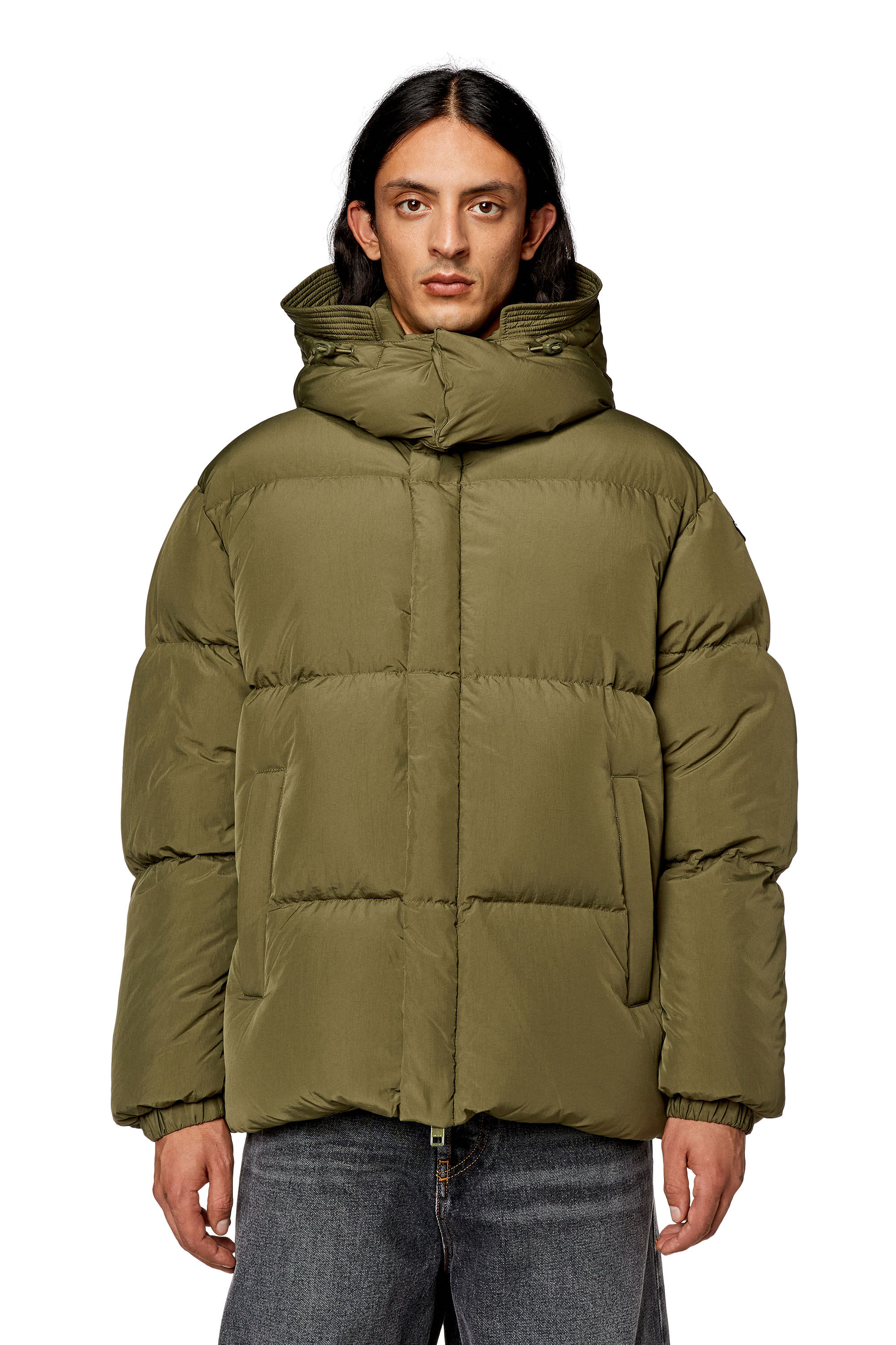 Diesel - W-ROLFYS, Chaqueta de plumón en taslan de nailon reciclado Hombre in Verde - 5