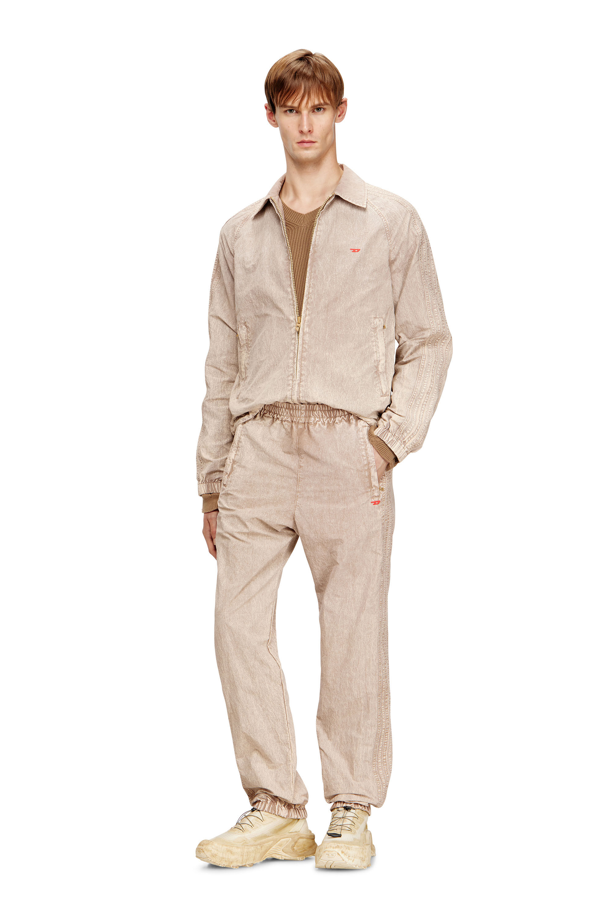 Men's Washed nylon pants with side bands | Beige | Diesel
