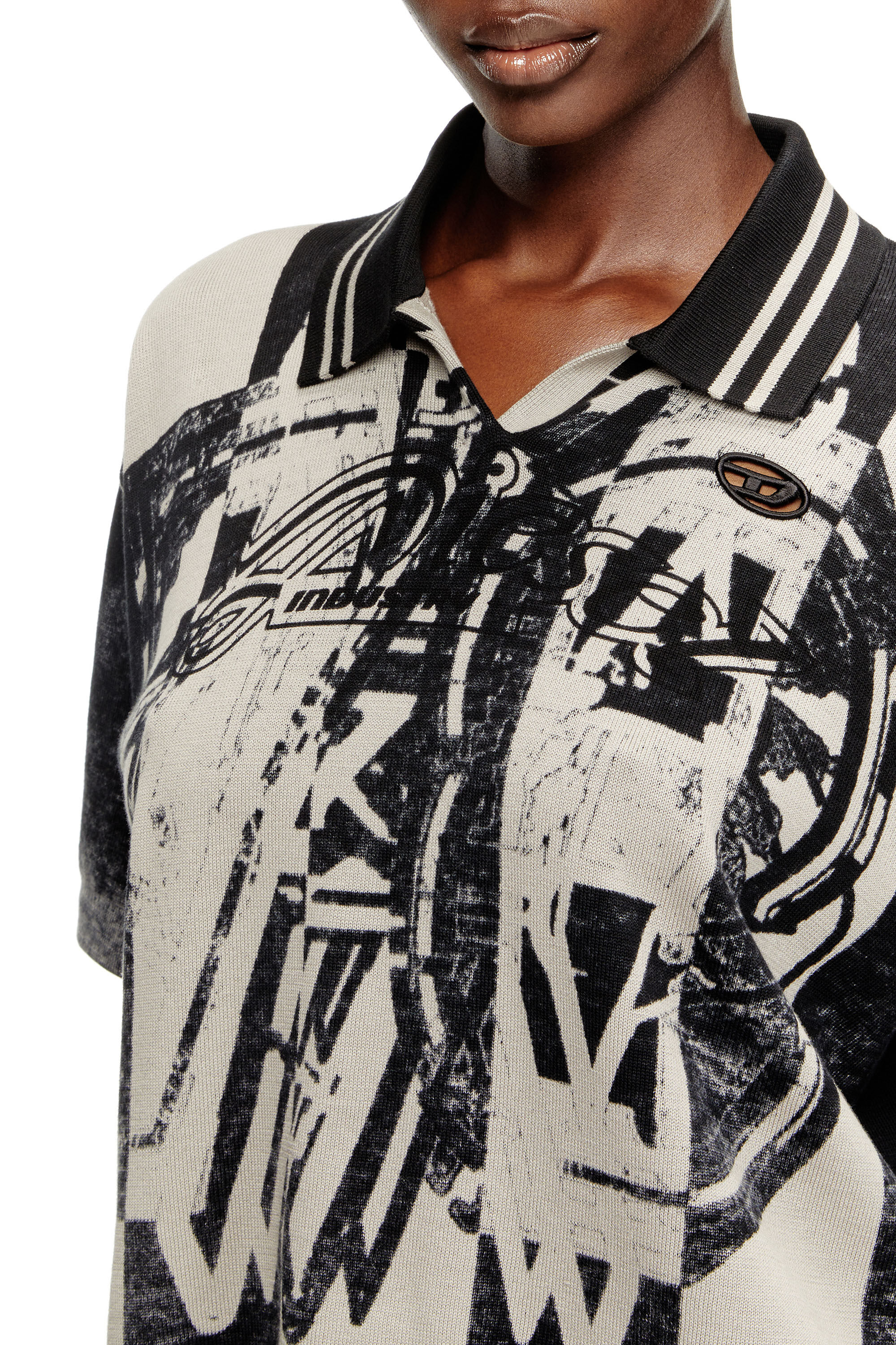Diesel - M-OLIBA-POLO, Jersey a rayas con cuello polo y logotipo 78 Mujer in Multicolor - 5