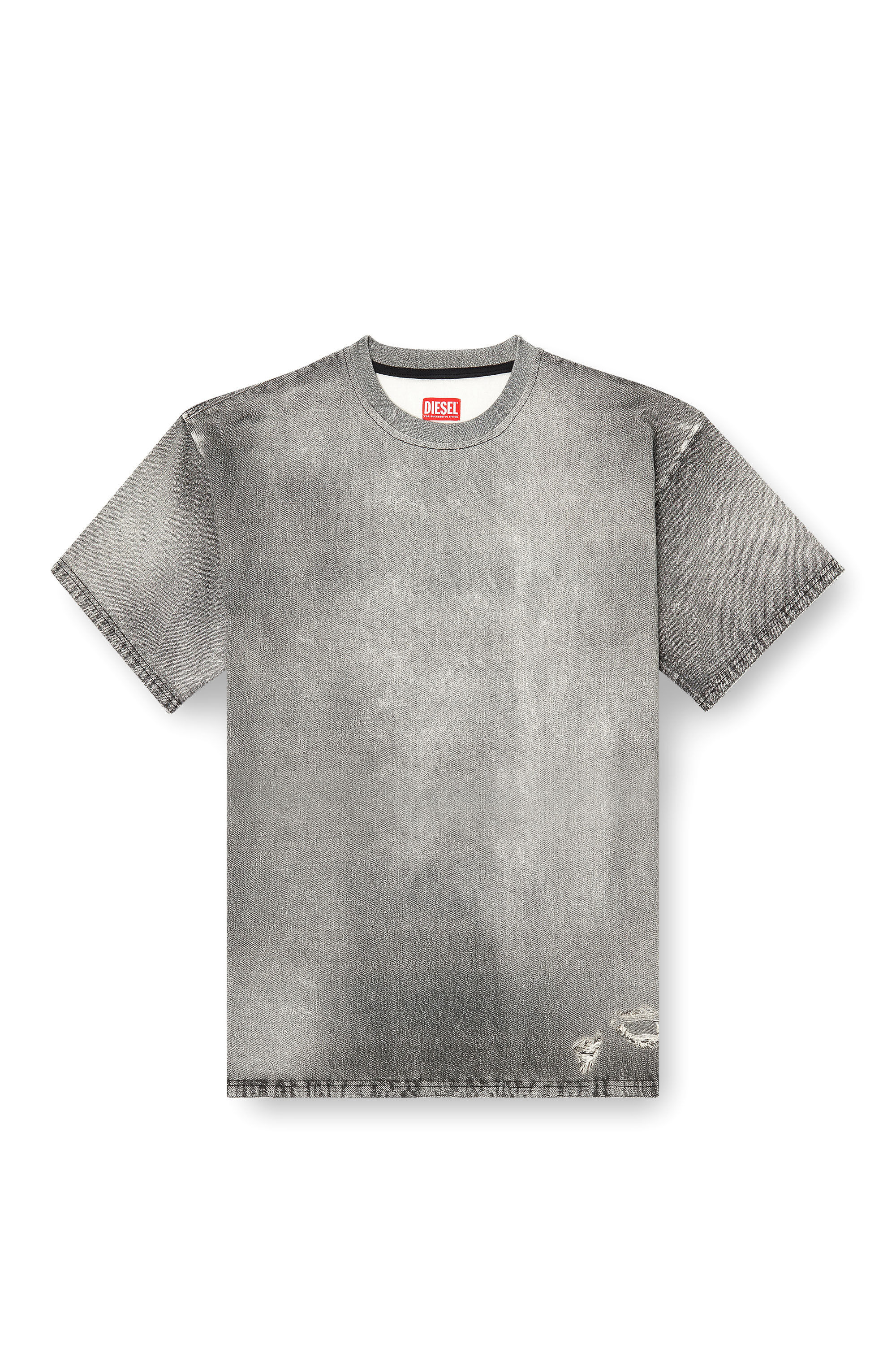 Diesel - D-BOX JOGG, Camiseta vaquera con efecto tratado trompe l'oeil Hombre in Gris - 2
