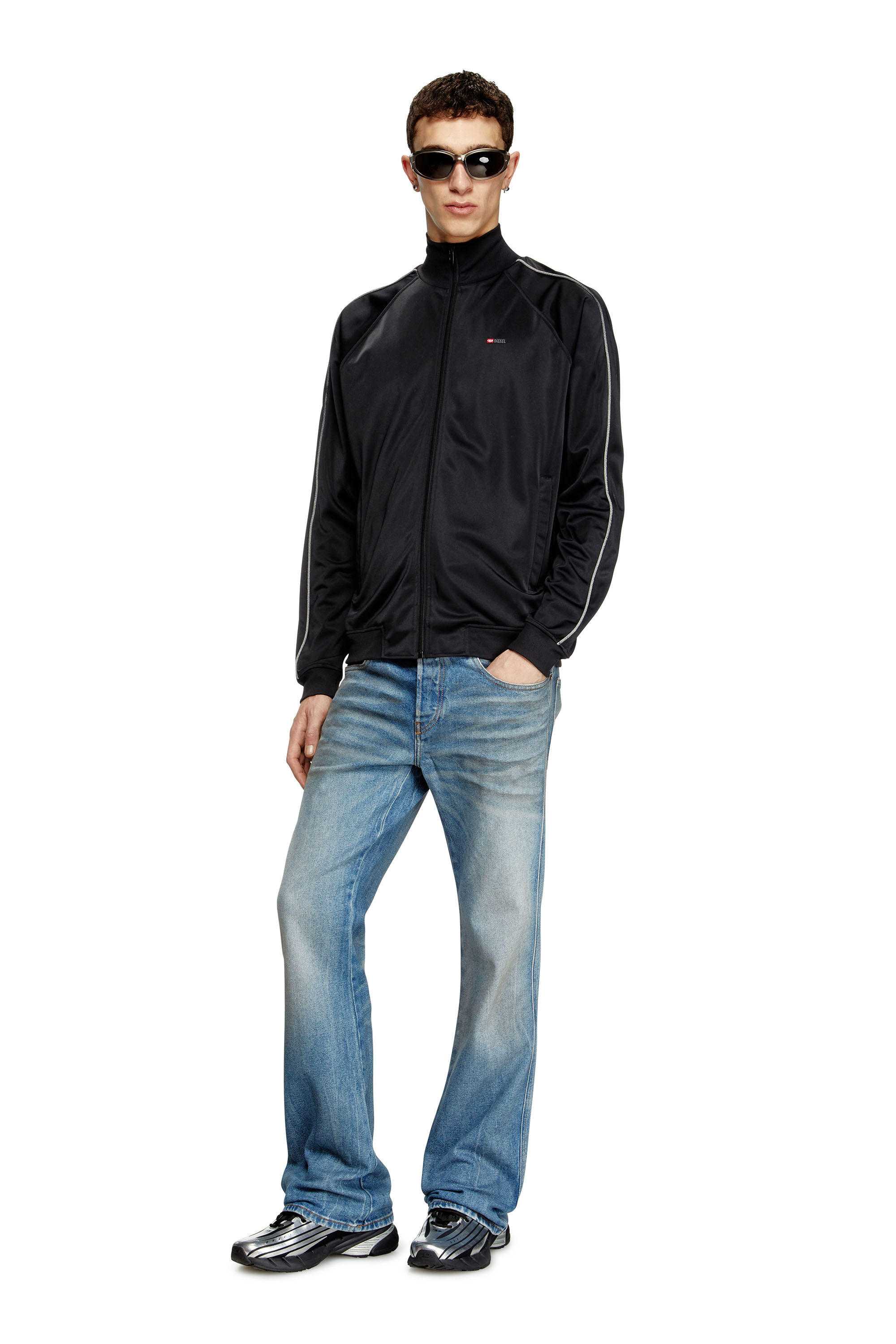 Diesel - S-RARMERO, Chaqueta deportiva con micro-bordado de logotipo Hombre in Negro - 1