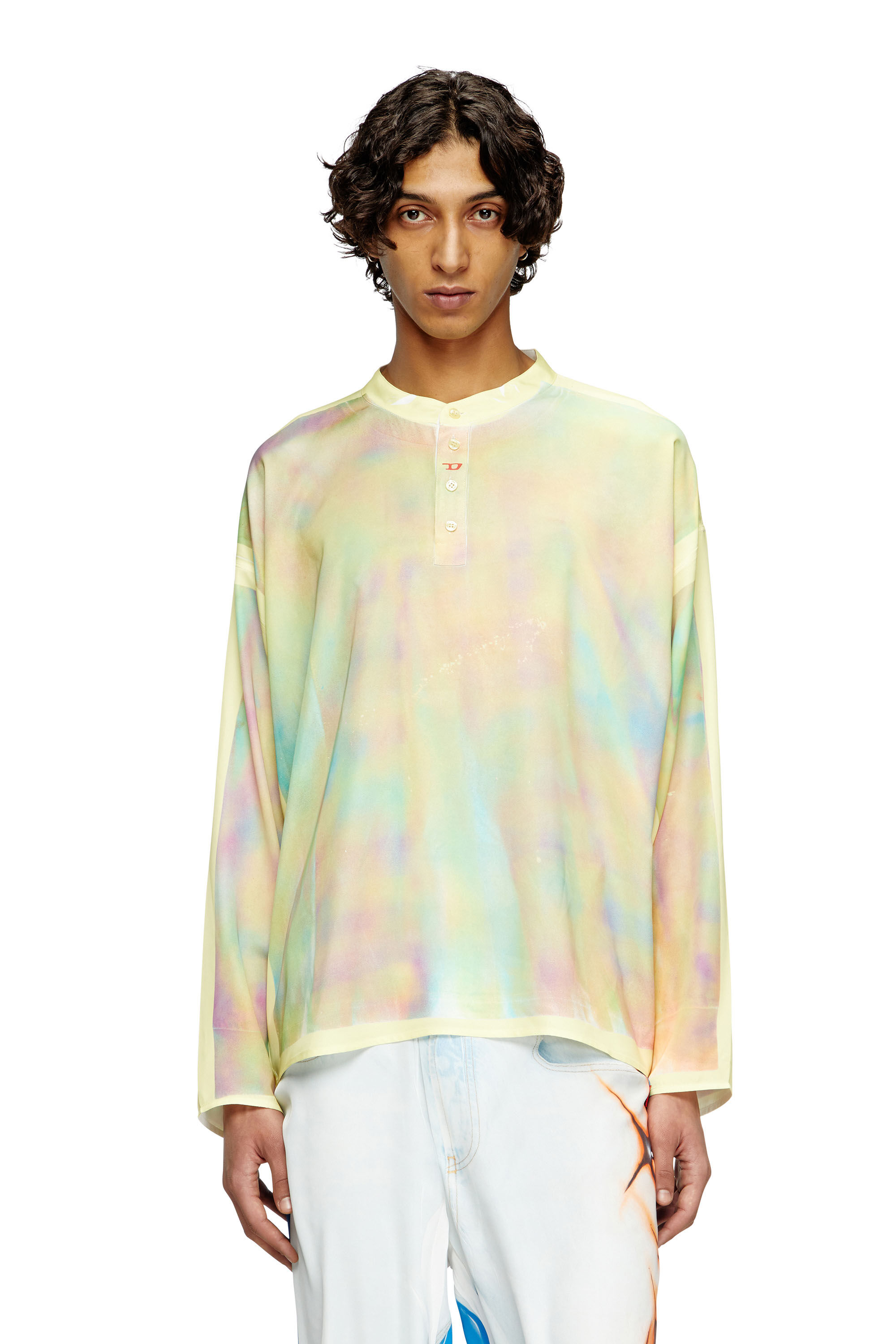 Diesel - T-OLAVI-A-SER-GRAFFITI-CHI, Top Henley con estampado graffiti Unisex in Amarillo - 3