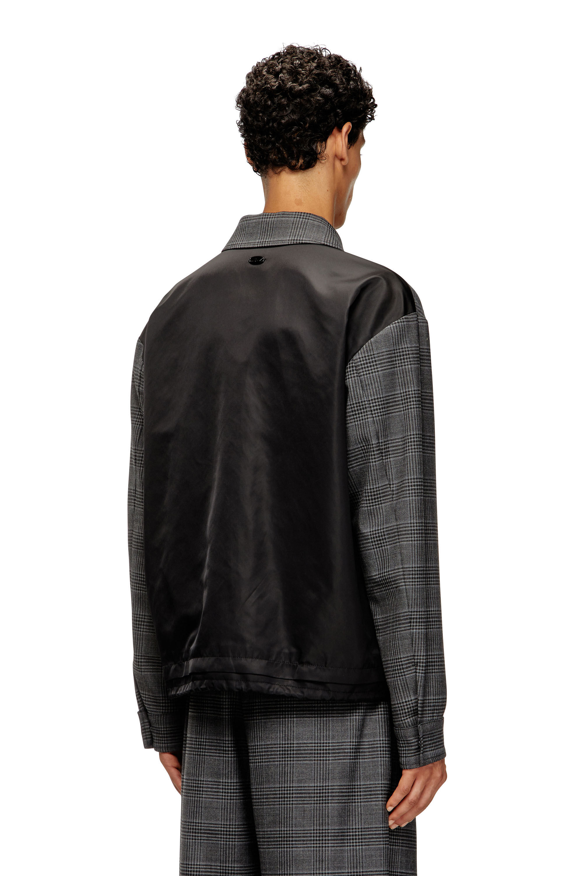 Diesel - J-TING, Chaqueta estilo coach en mezcla de lana príncipe de Gales y satén Hombre in Multicolor - 4