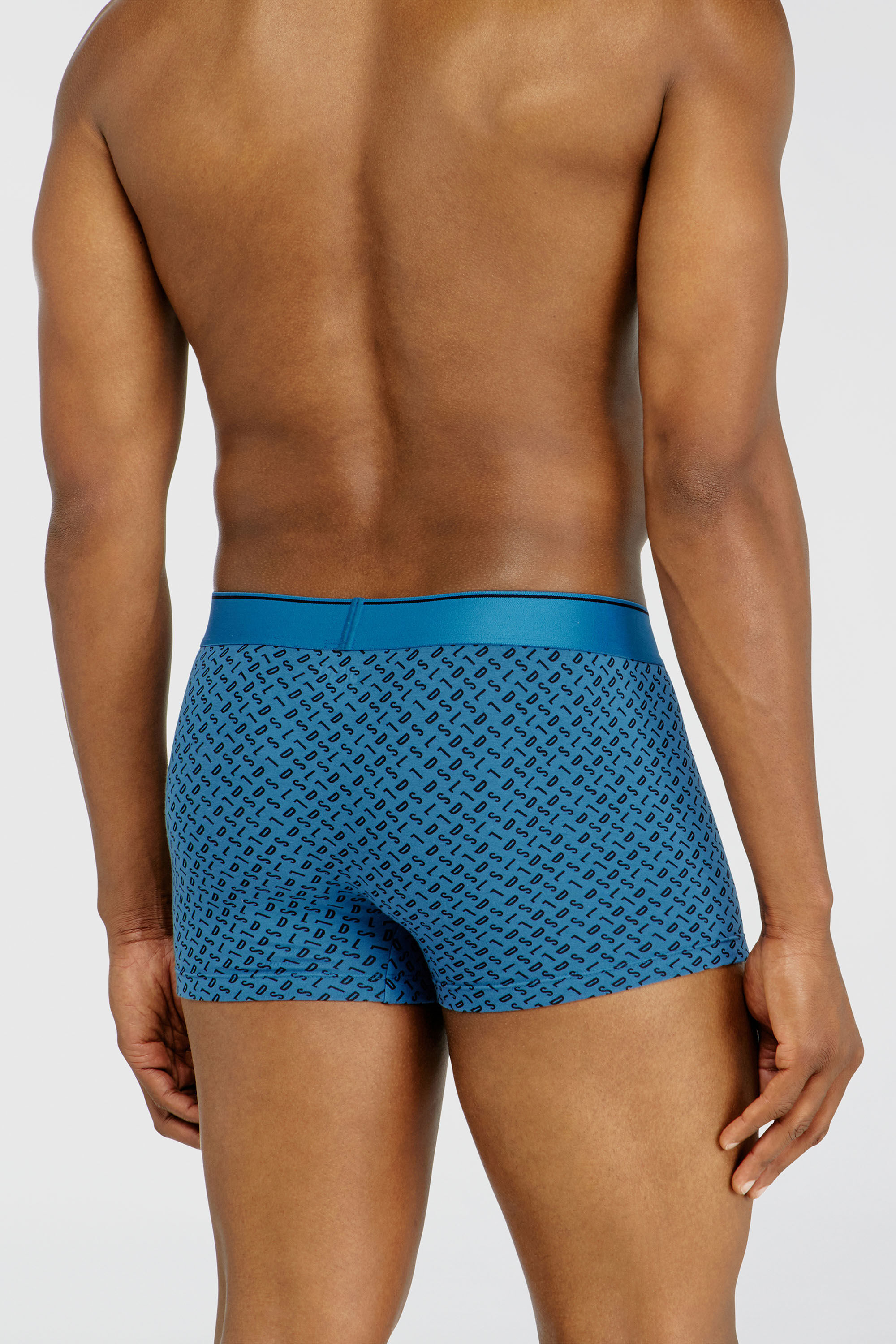 Diesel - DAMIEN-D-BOX-3PACK, Paquete de tres trunks de algod&oacute;n stretch con monogram Hombre in Azul marino - 4