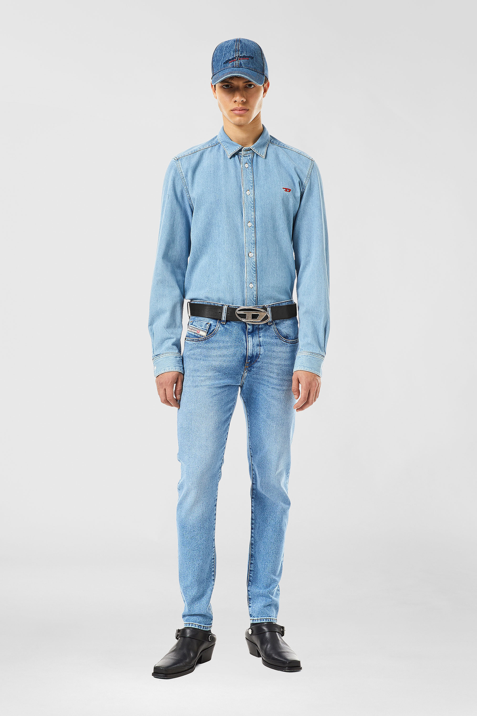 Diesel - B-1DR, Cintur&oacute;n 3.9 cm de piel con hebilla en D Hombre in Negro - 4