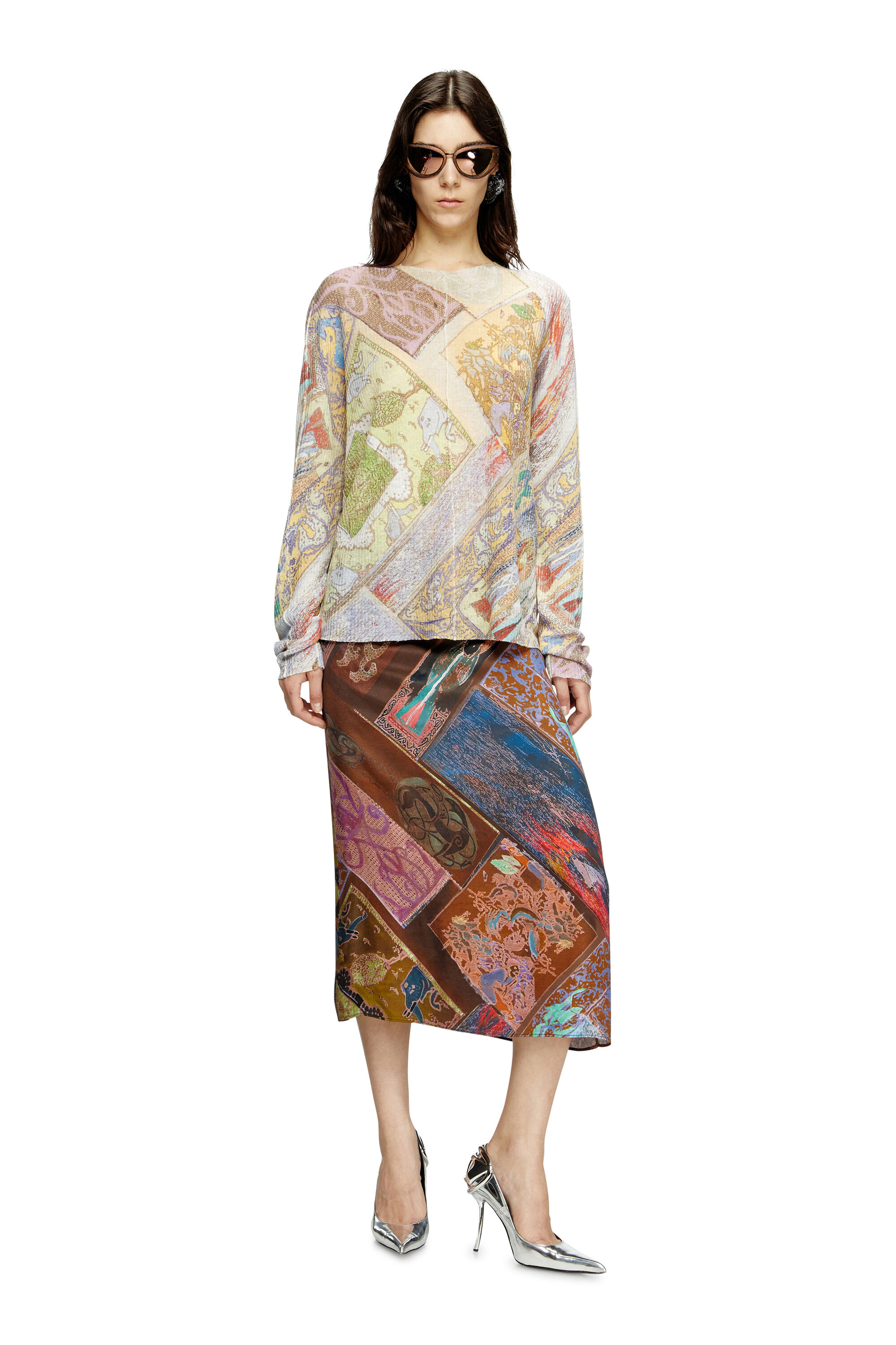 Diesel - K-RENTON, Suéter de lino con estampado medieval Unisex in Multicolor - 7