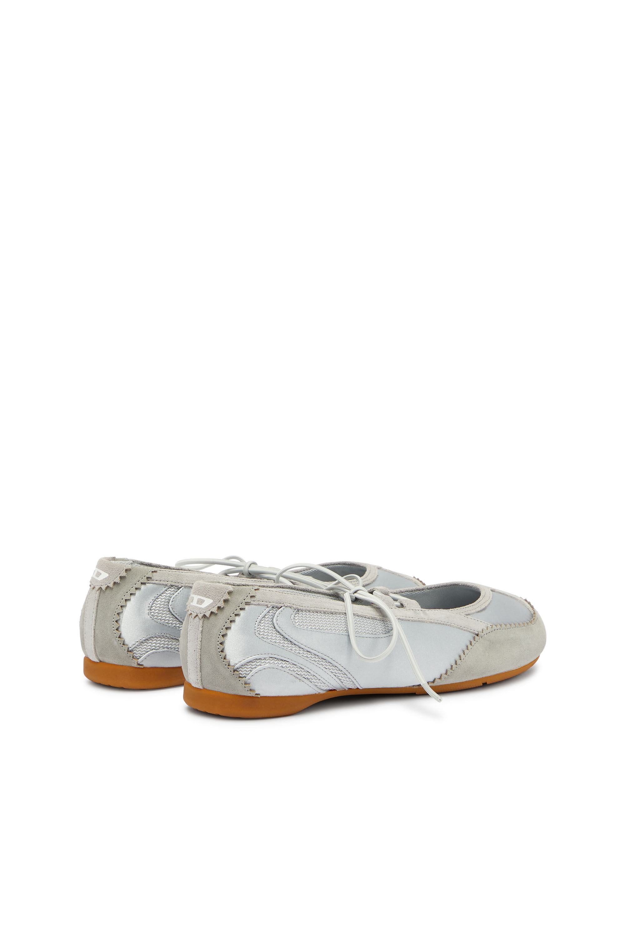 Diesel - D-MILE BALLERINA LACE UP II W, D-Mile - Bailarinas en piel y malla Mujer in Gris - 3