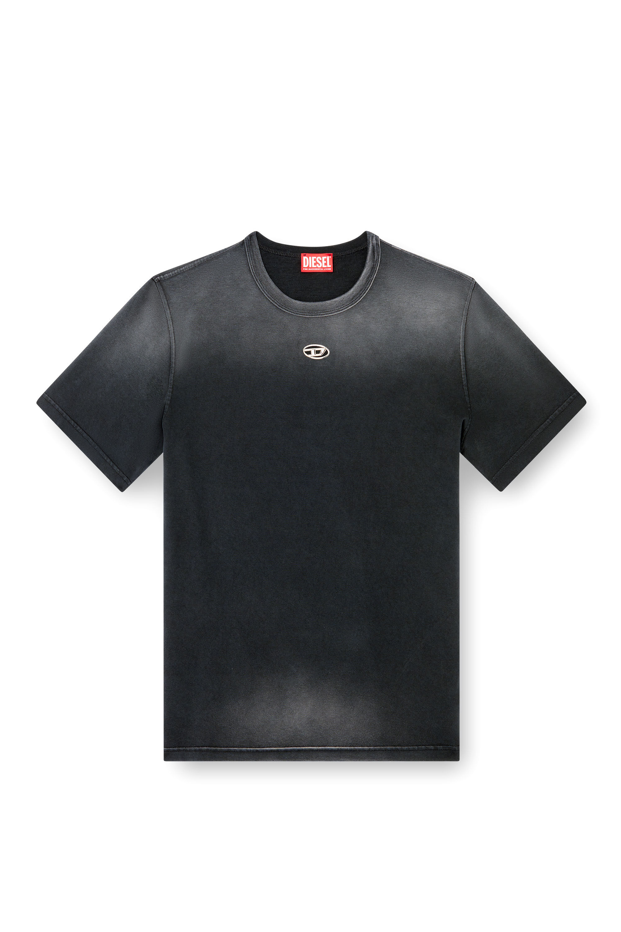 Diesel - T-ADJUST-T1, Camiseta desteñida con recorte Oval D Hombre in Negro - 2