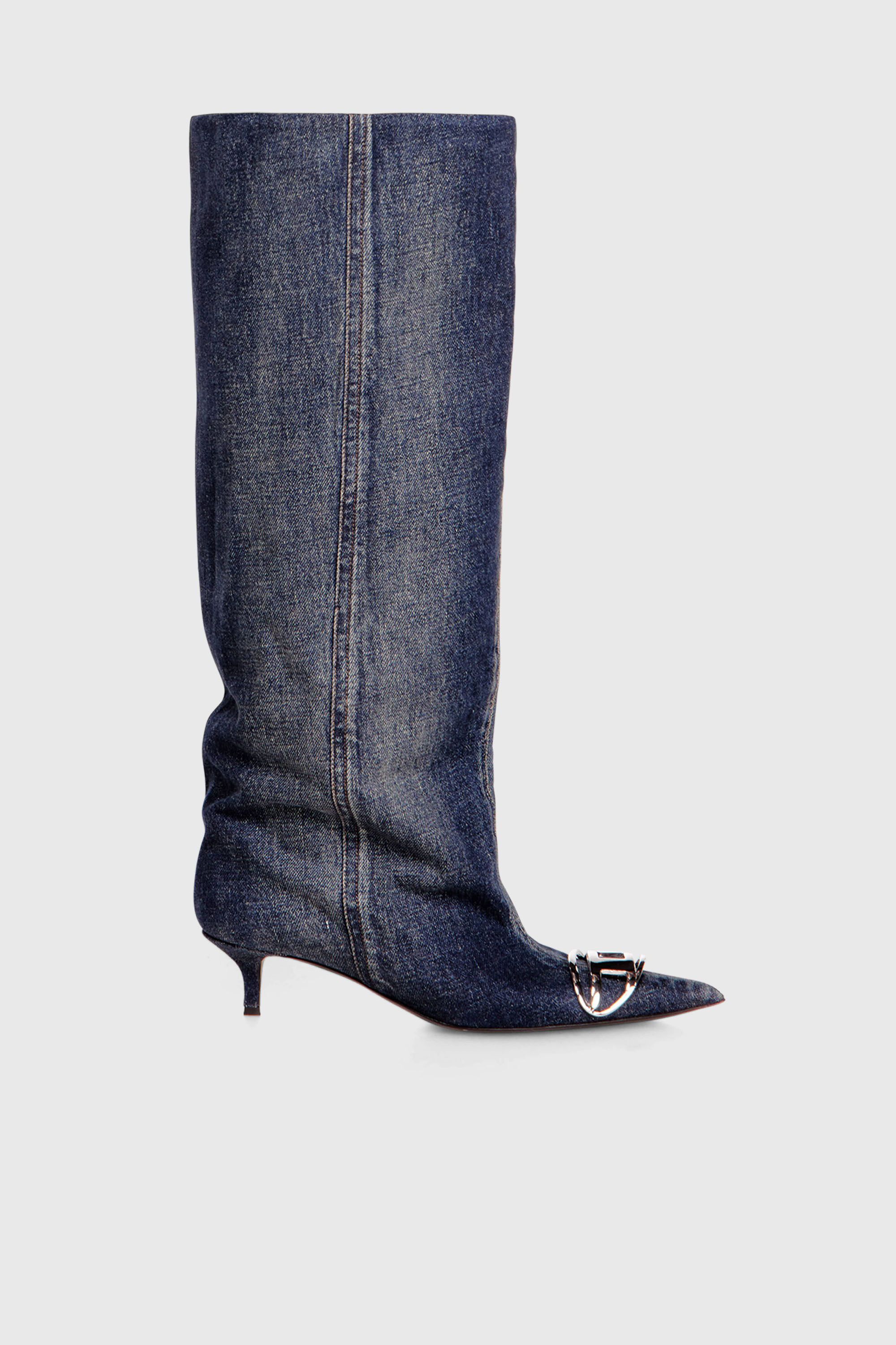 Diesel - D-VENUS KB SLOUCHY, D-Venus-Bota slouchy hasta la rodilla en denim Mujer in Azul marino - 1