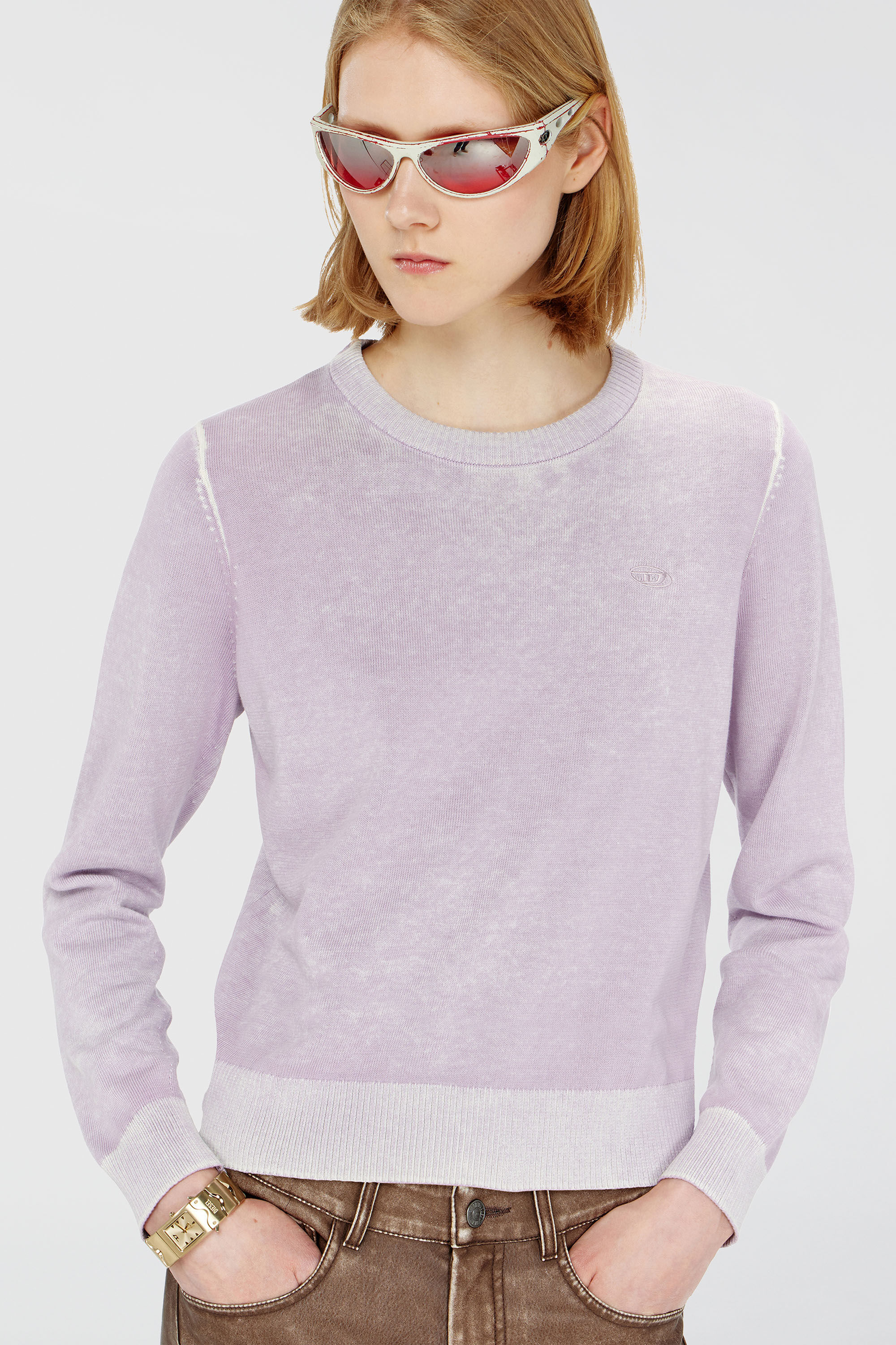 Diesel - M-LOVRE, Jersey con estampado reversible desgastado Mujer in Morado - 5