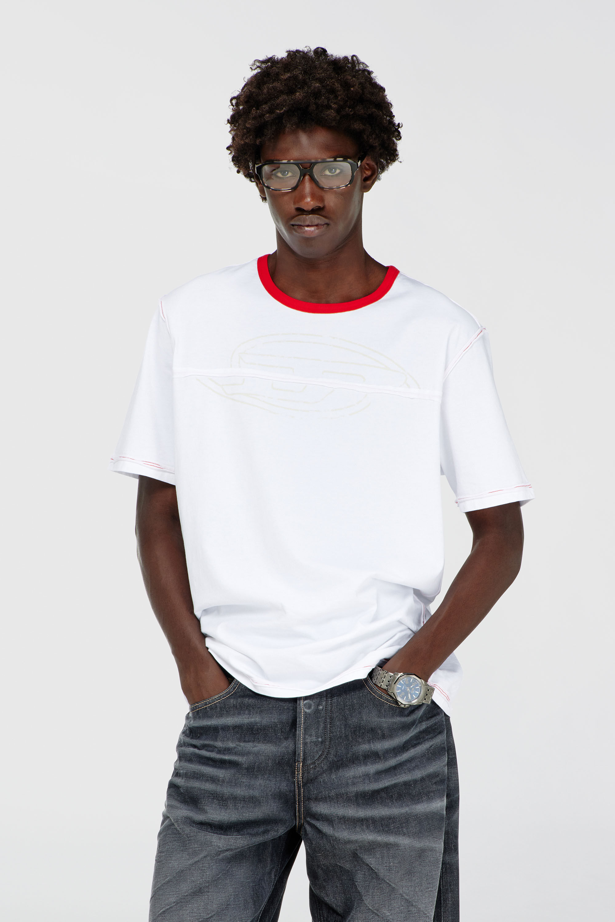 Diesel - T-ADJUST-CUT-OD, Camiseta con Oval D seccionado Hombre in Blanco - 3