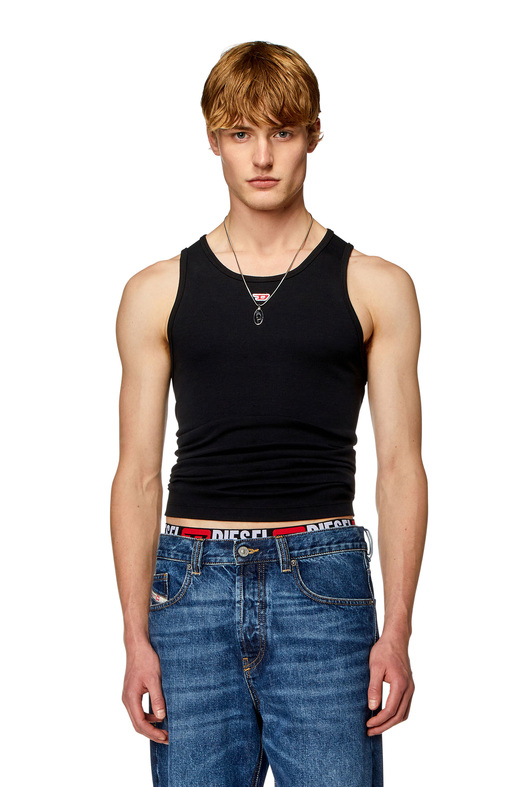 Diesel - T-LIFTY-D, Man Tank top with mini D logo patch in Black - Image 3