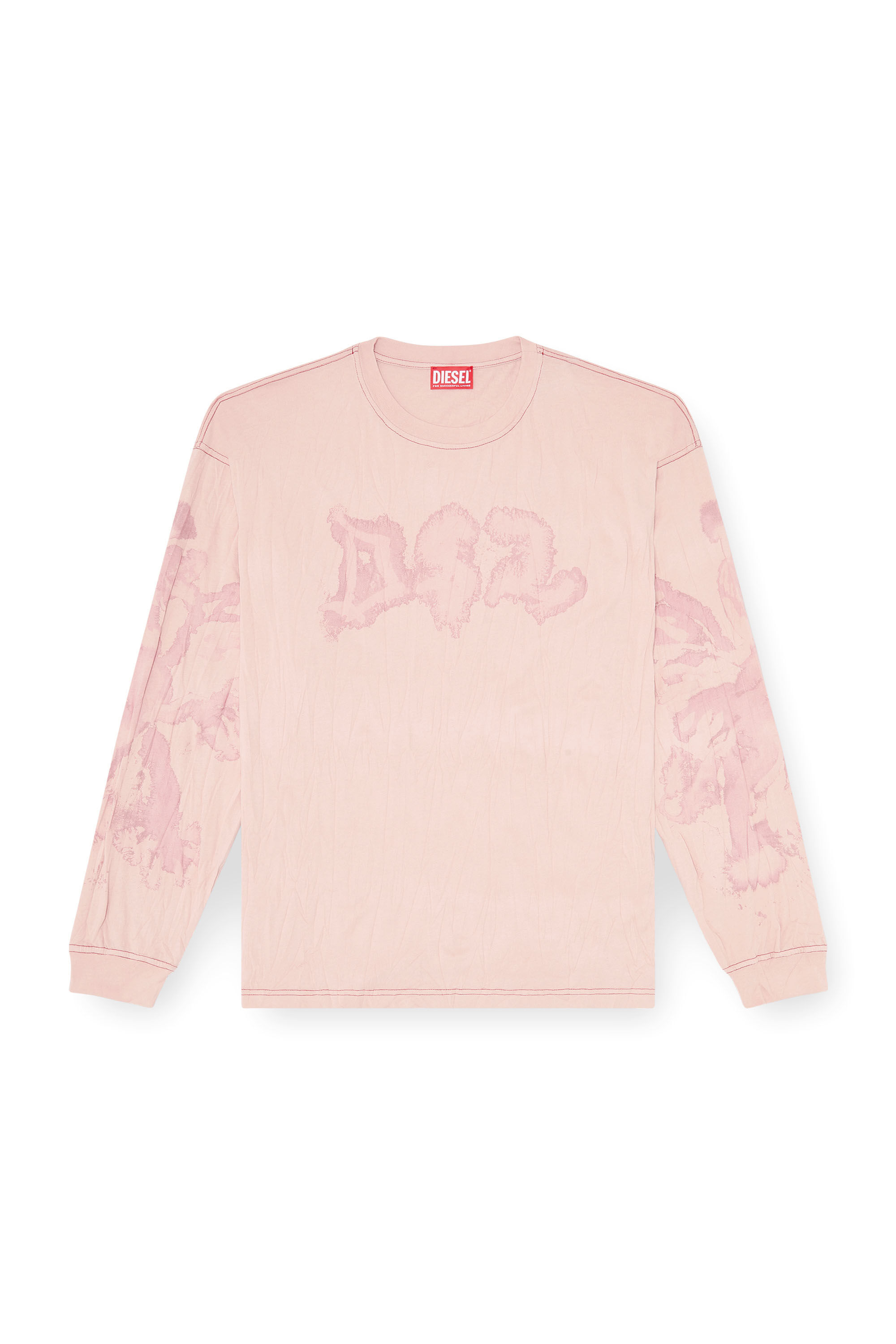 Diesel - T-BOXT-LS-AA4, Camiseta relaxed de manga larga con estampado irregular Hombre in Rosa - 2