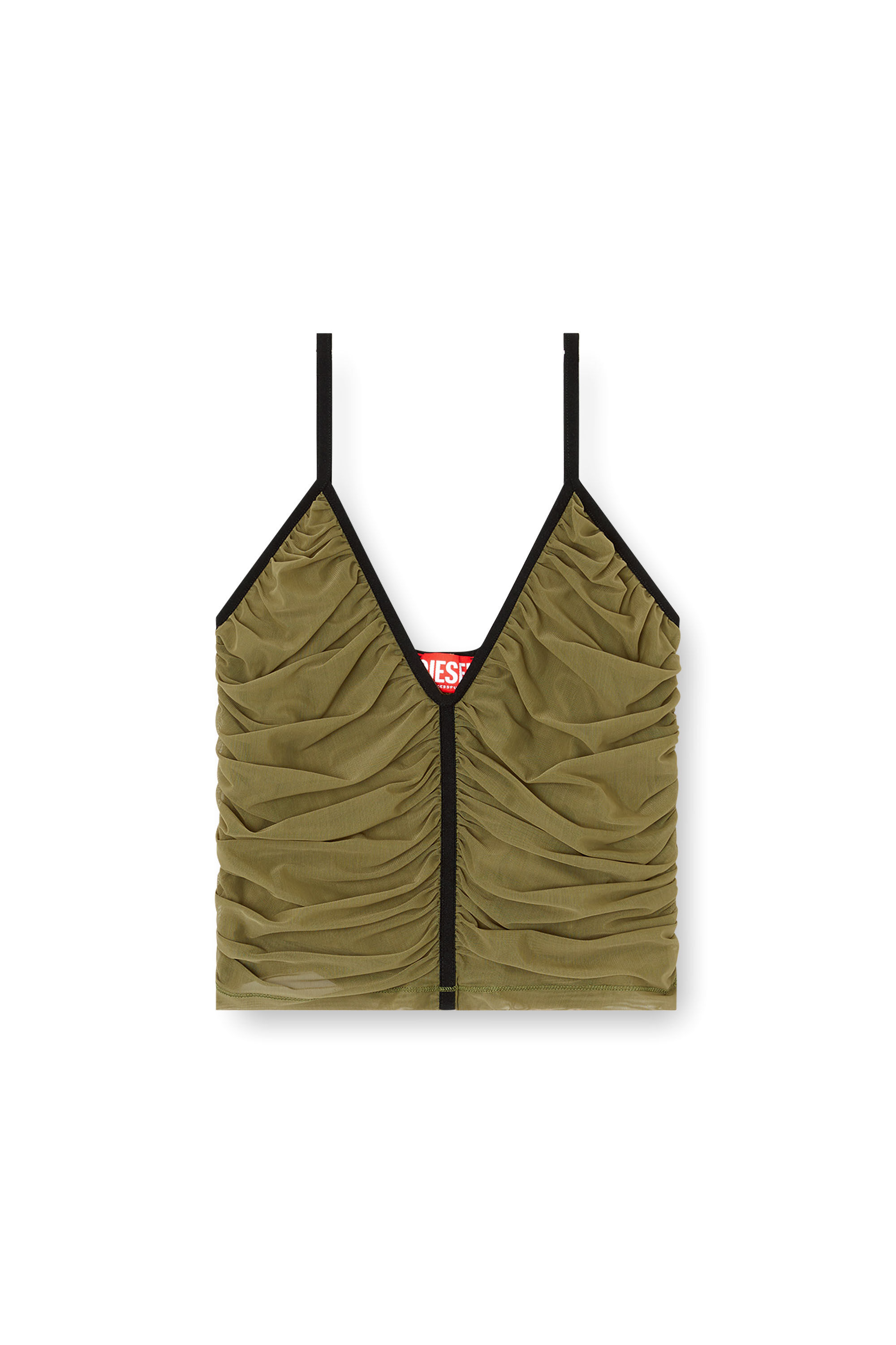 Diesel - T-AIKY, Top fruncido con tiras Mujer in Verde - 2