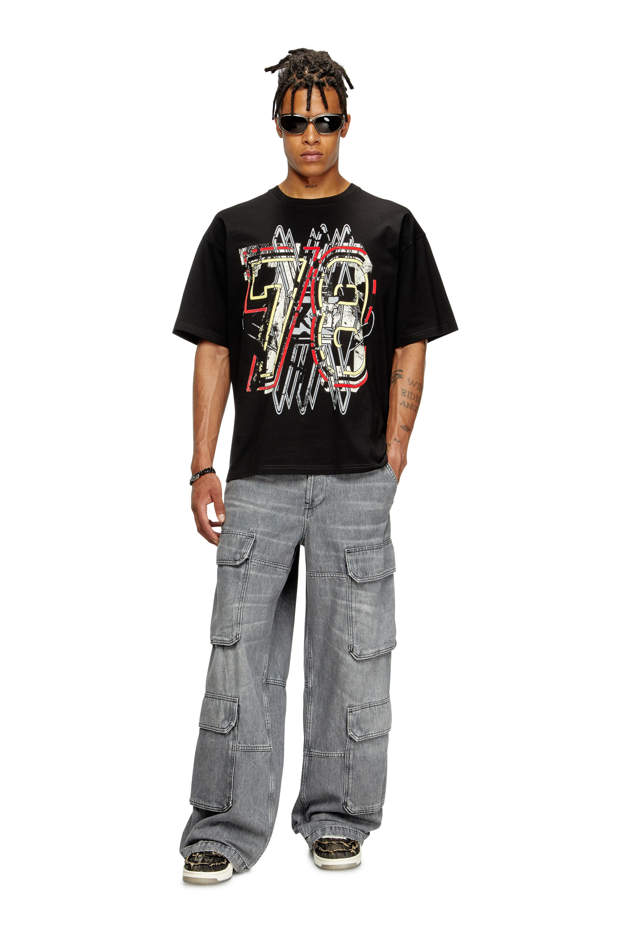 Diesel - T-BOXT-T8, Camiseta con estampado 78 Hombre in Negro - 1