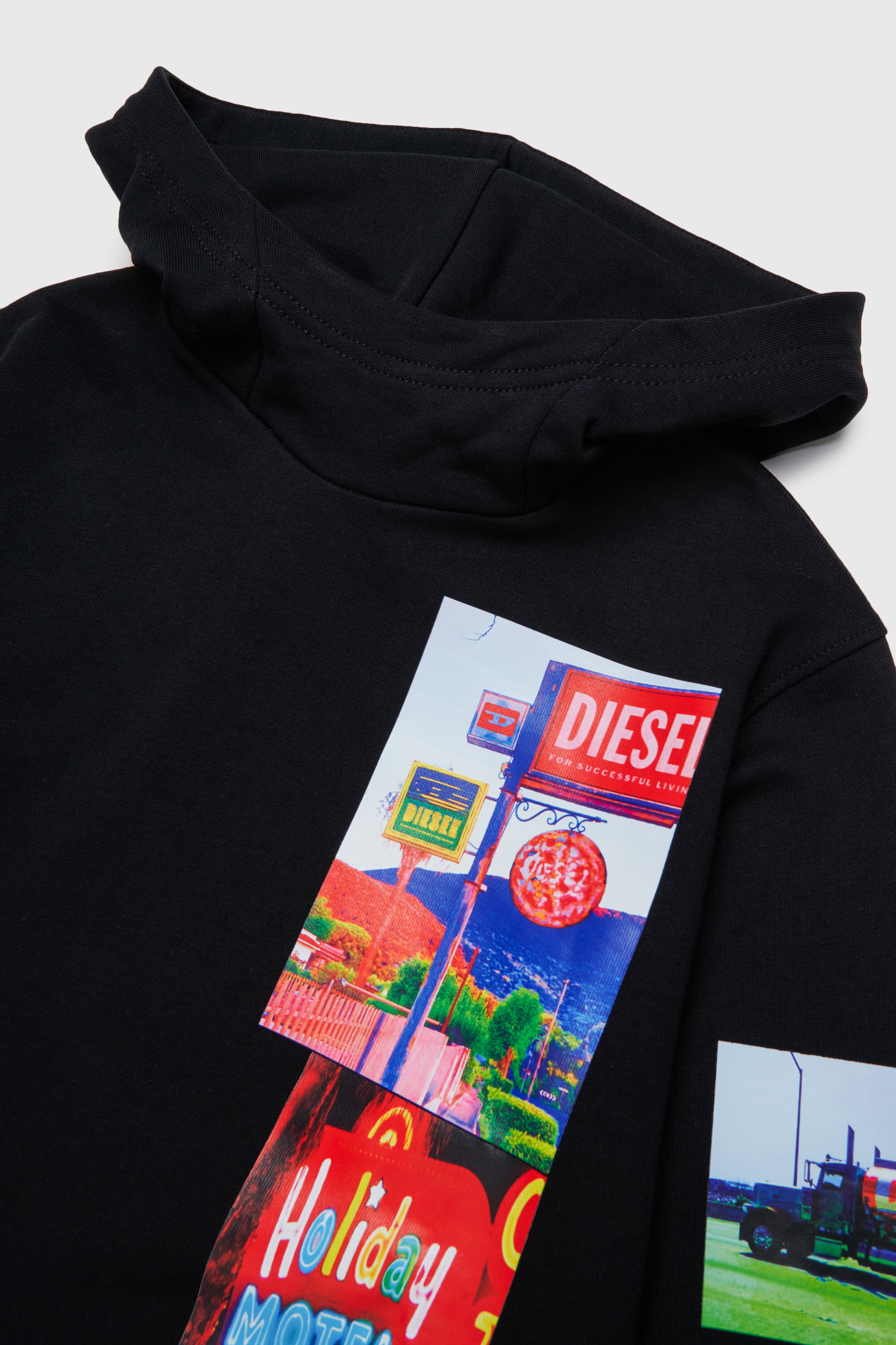 Diesel - SFORMY OVER, Man's Hoodie with photo prints in Black - 3