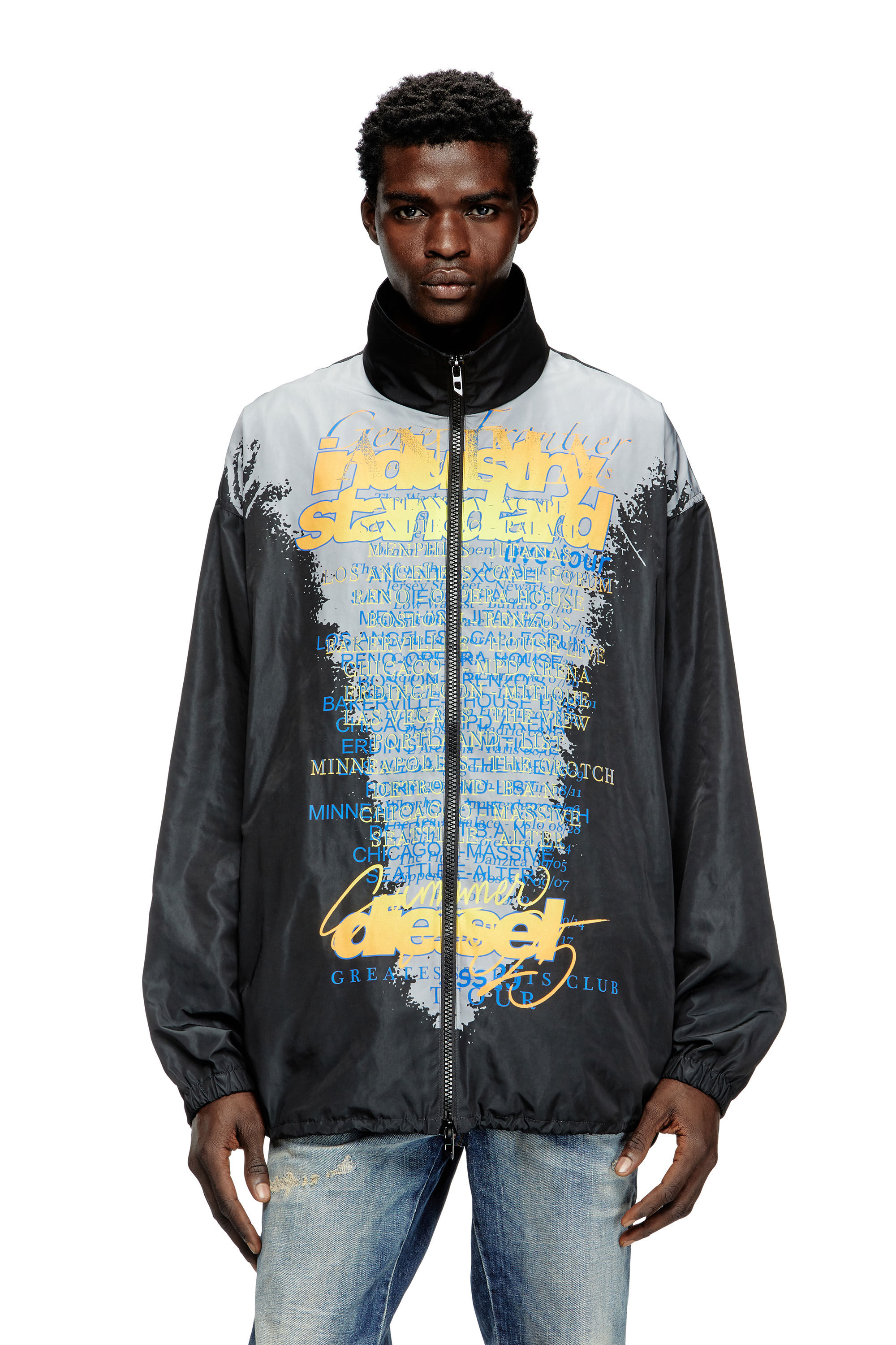 Diesel - J-ERIK, Chaqueta de tejido técnico con estampado de letras de canciones Unisex in Negro - 3