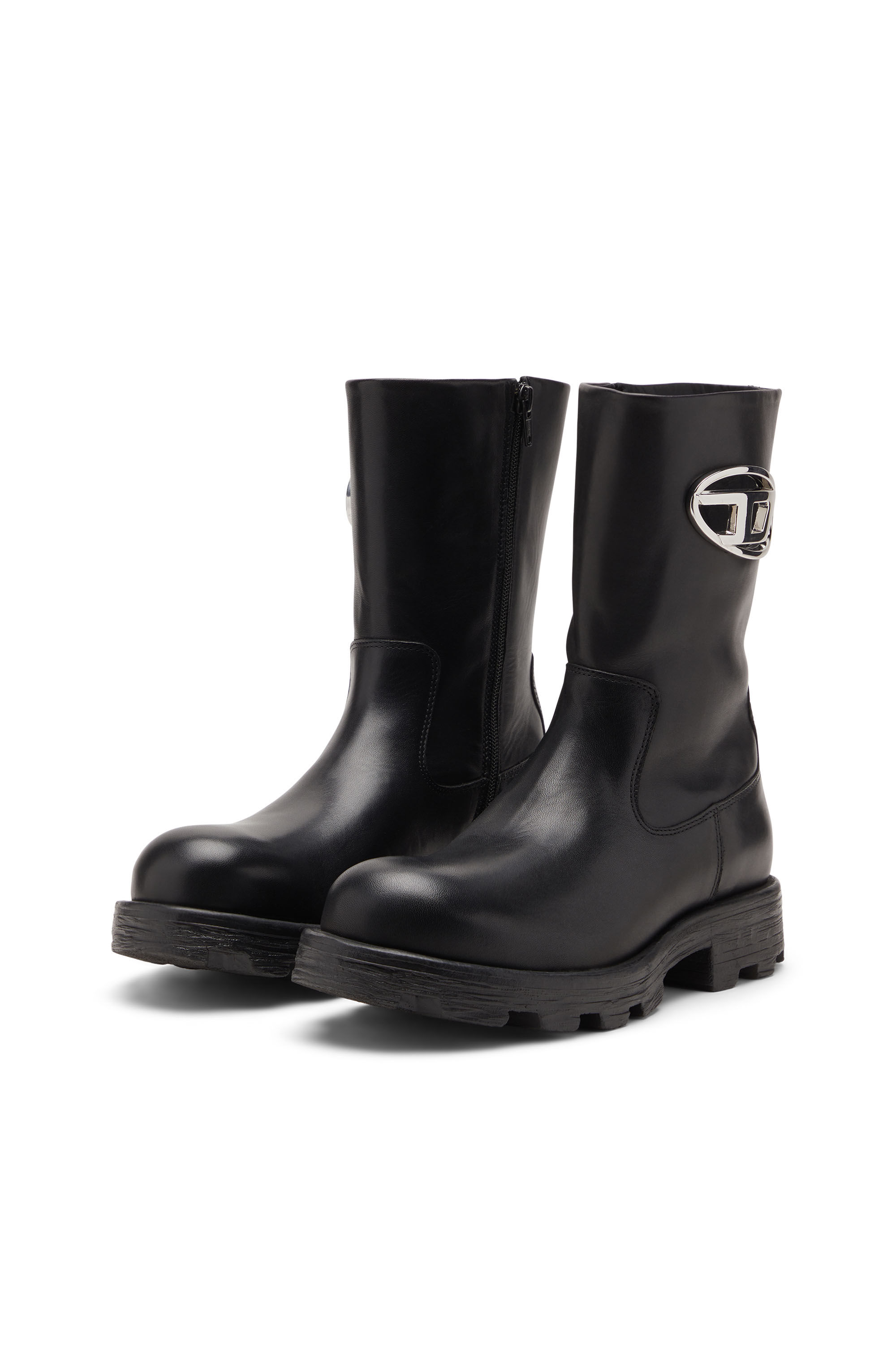 Diesel - D-HAMMER BKR D W, D-Hammer-Botas tipo motorista de cuero brillante Mujer in Negro - 8