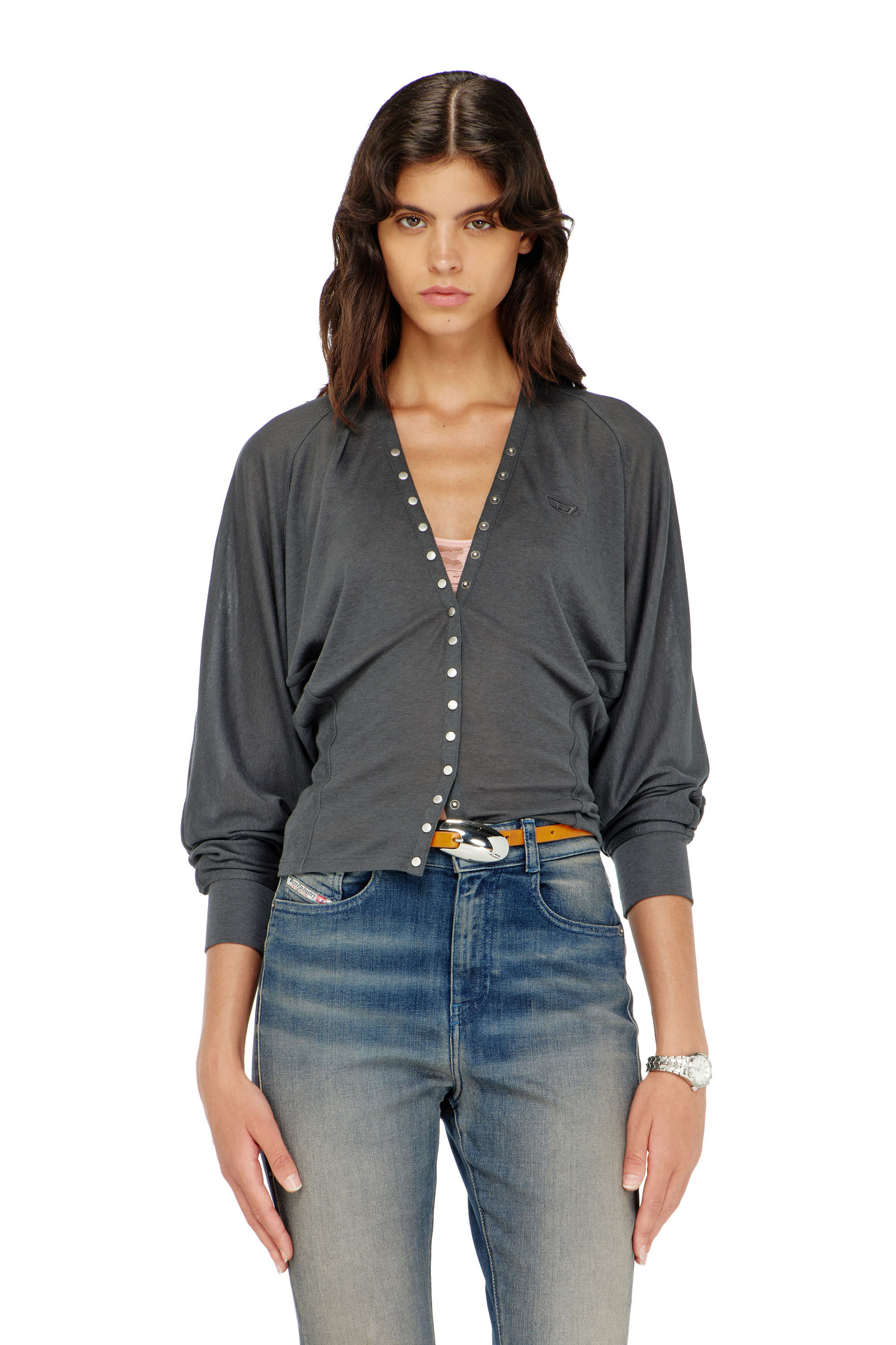 Diesel - T-ISERINA, C&aacute;rdigan de mezcla de Tencel con mangas murci&eacute;lago Mujer in ToBeDefined - 3
