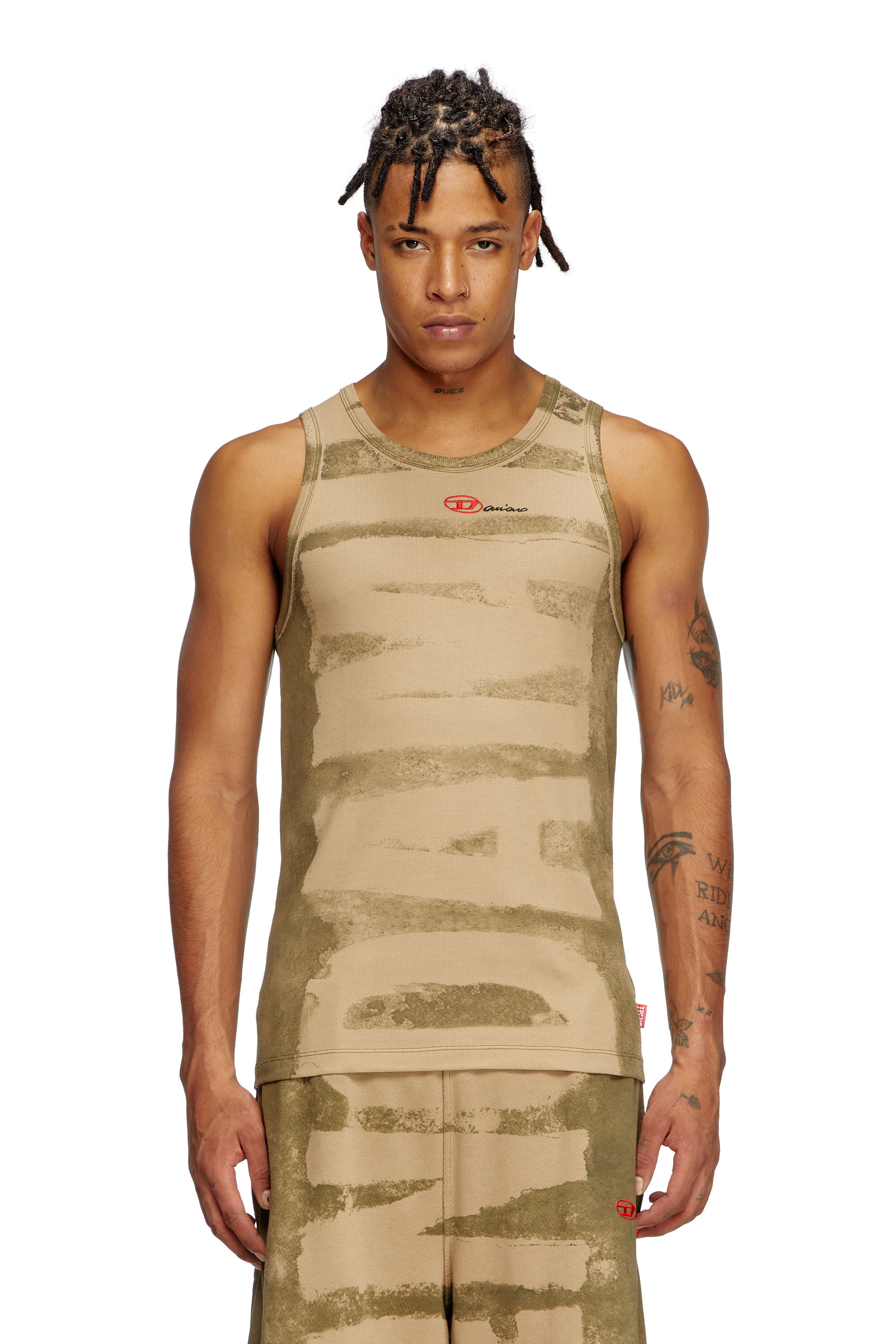 Diesel - T-LIFTY-BLEEDING-DD, Camiseta con tirantes con estampado Damiano Unisex in Verde - 3