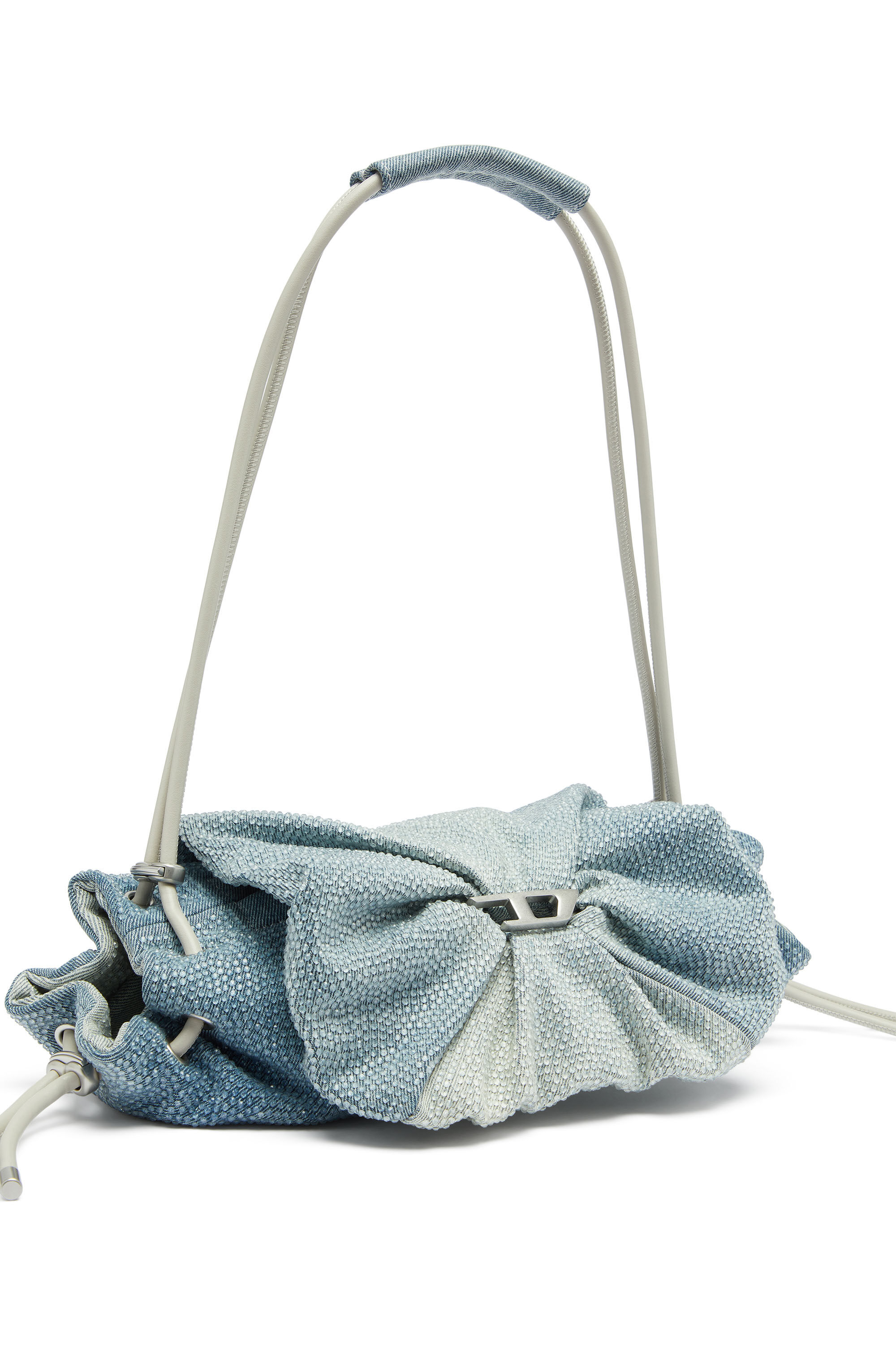 Diesel - SCRUNCH-D SHOULDER S, Scrunch-D - Bolso de hombro denim con cristales transparentes Mujer in Azul marino - 5