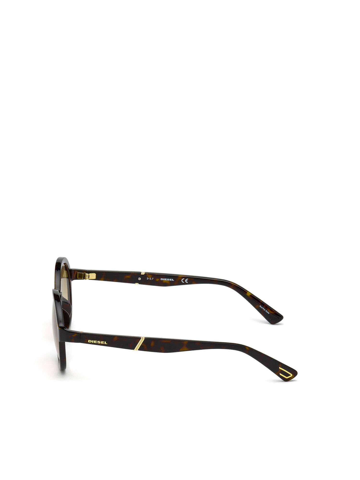 Diesel - DL0264, Gafas de montura redonda con detalle diagonal Unisex in Marrón - 3