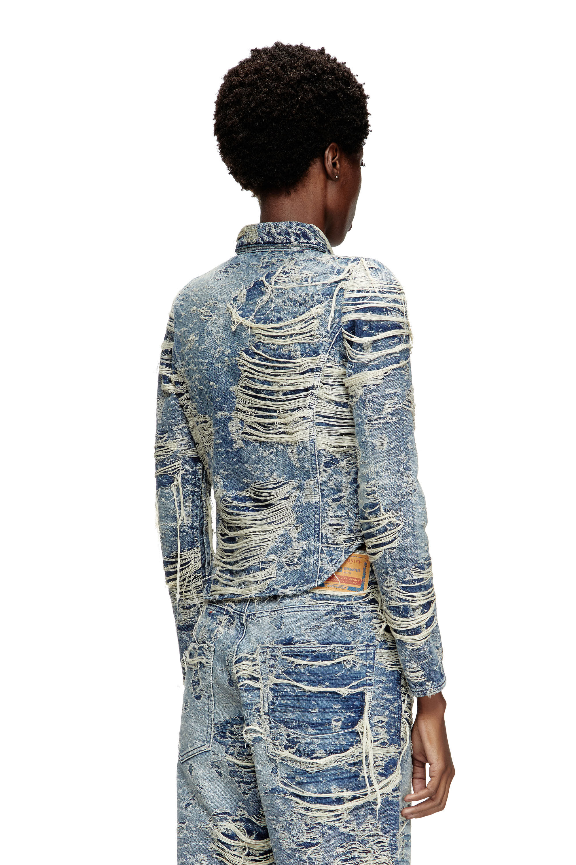 Diesel - DE-MADELINE-FSG, Camisa en denim jacquard con hilos flotantes Mujer in Azul marino - 4