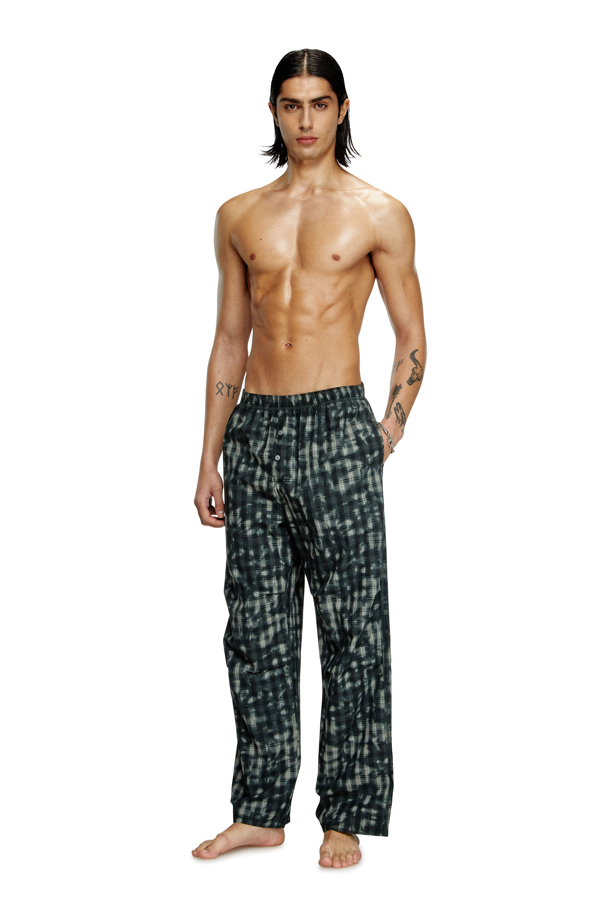 Diesel - VINCE-UTLT, Pantalones de pijama con estampado de cuadros Unisex in Verde - 1