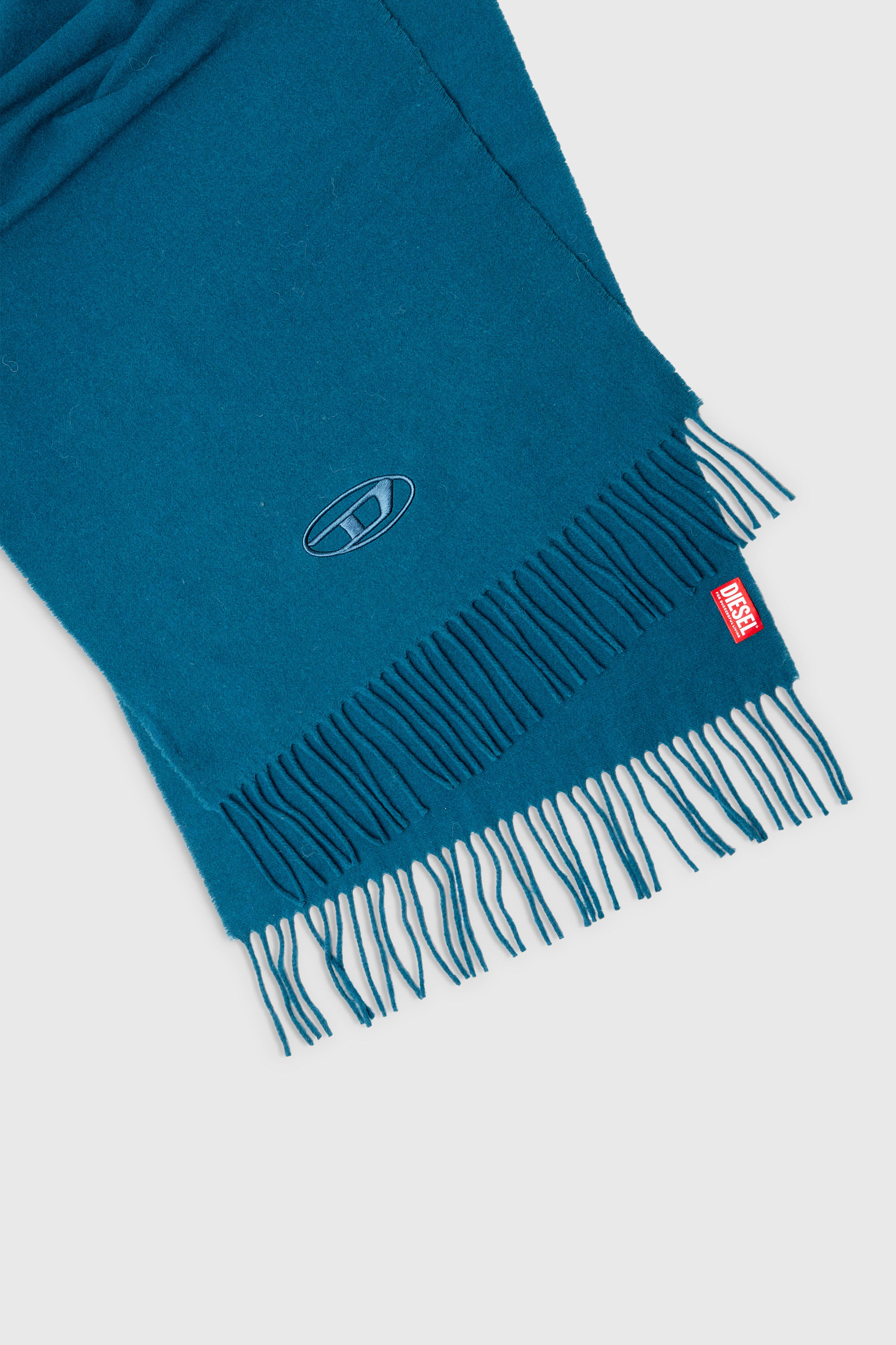 Diesel - S-IMON-D-LONG, Bufanda de mezcla de lana con bordes de flecos Unisex in Azul marino - 3