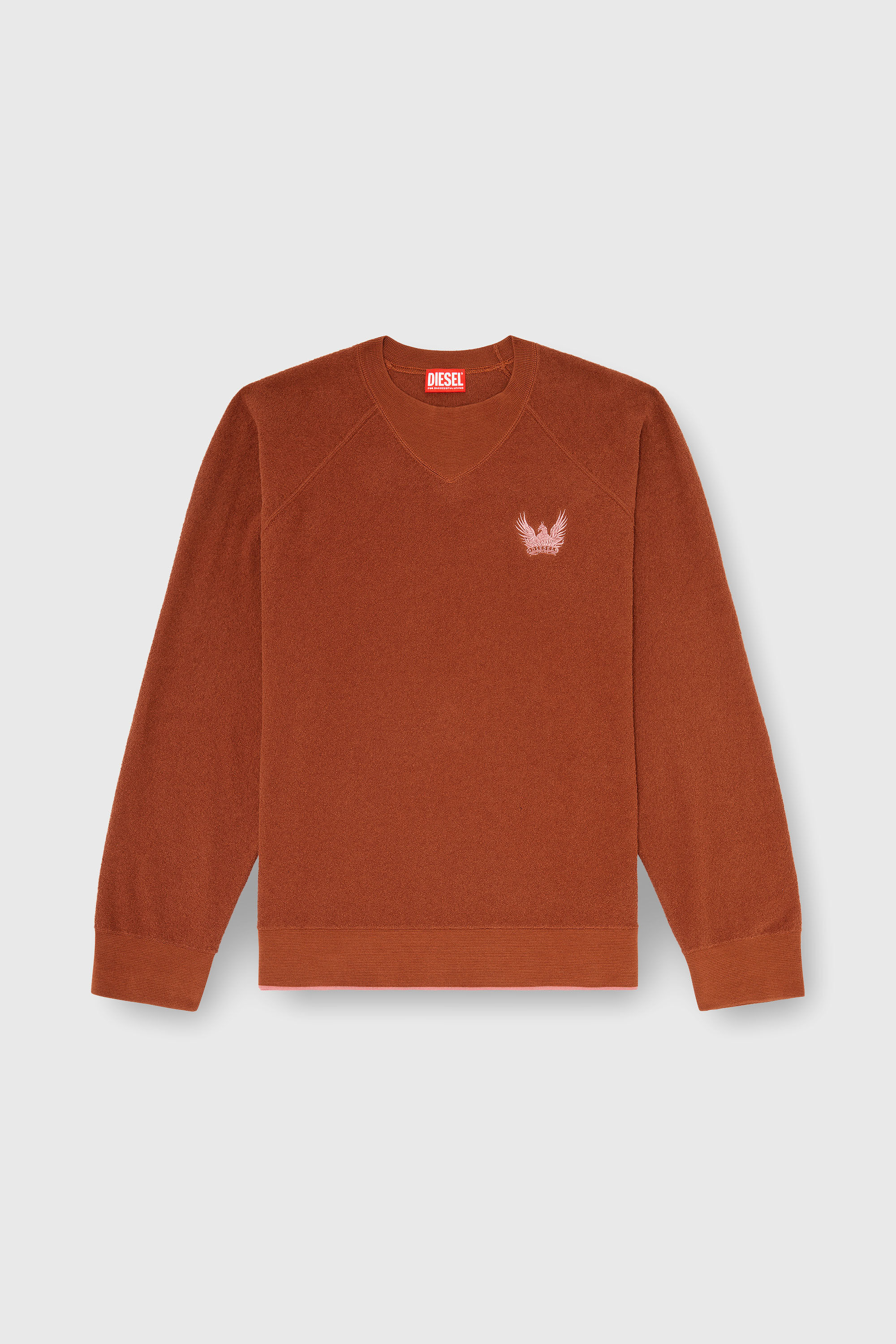 Diesel - K-RALFS, Jersey boucl&eacute; con bordado Phoenix Hombre in Rojo - 2